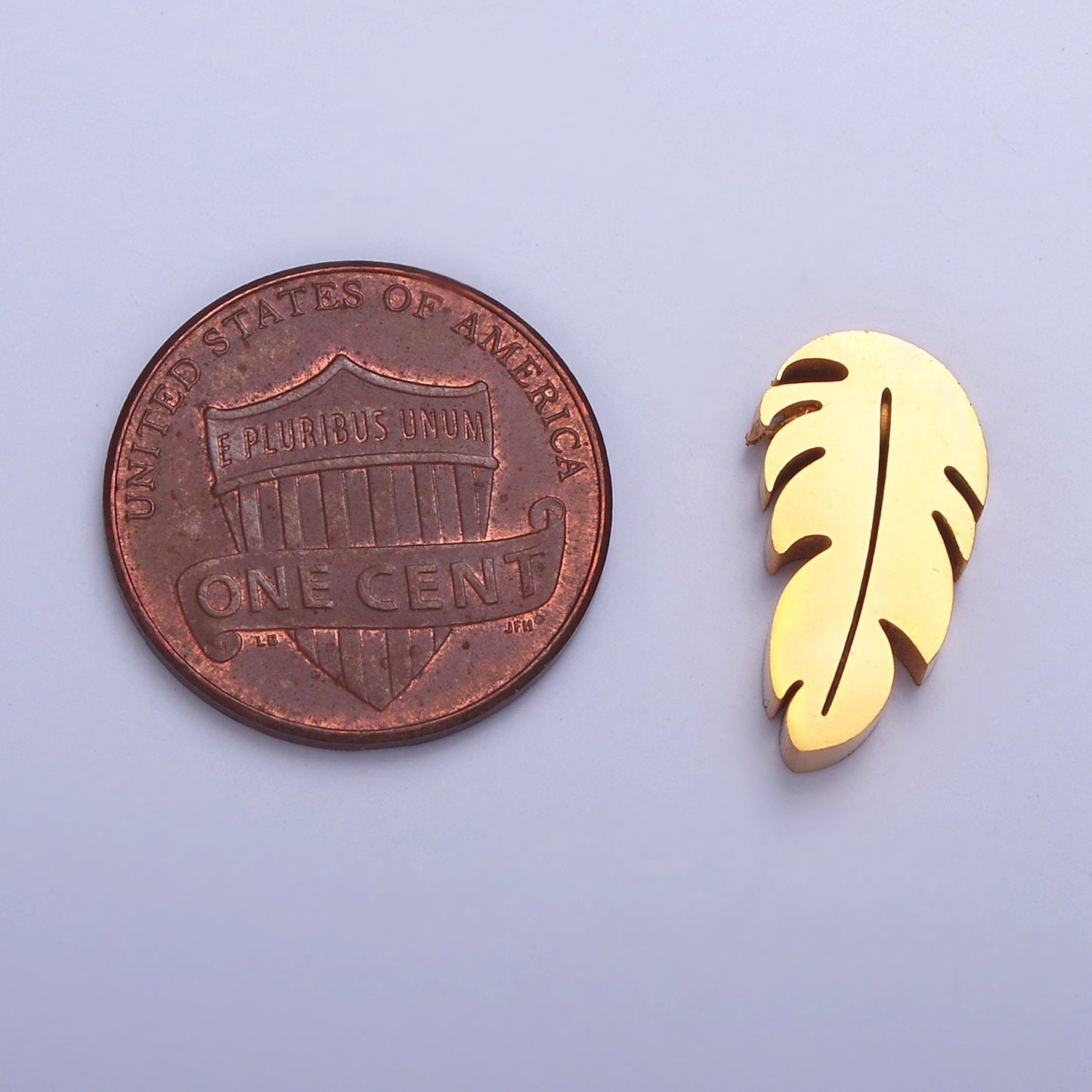 Dainty Tropical Leaf Charm Hole Spacer Bead, Gold Silver Stainless Steel Bead for DIY European Charms Beaded Bracelet | W-845, W-846
