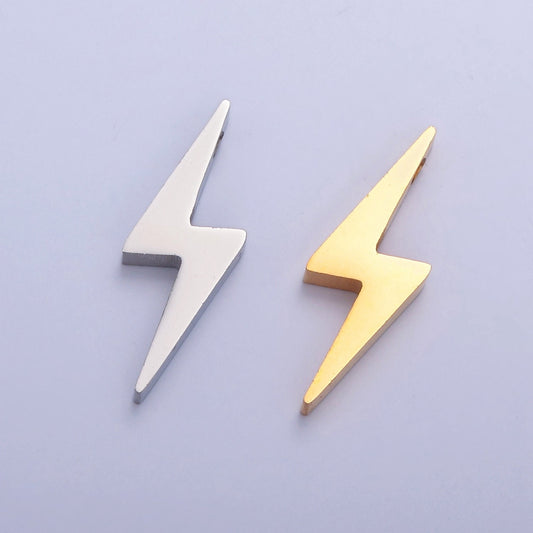 Stainless Steel Thunder Lightning Bolt Charm, Gold Silver Hole Spacer Bead, for DIY Jewelry European Charms Beaded Bracelet | W-837, W-838