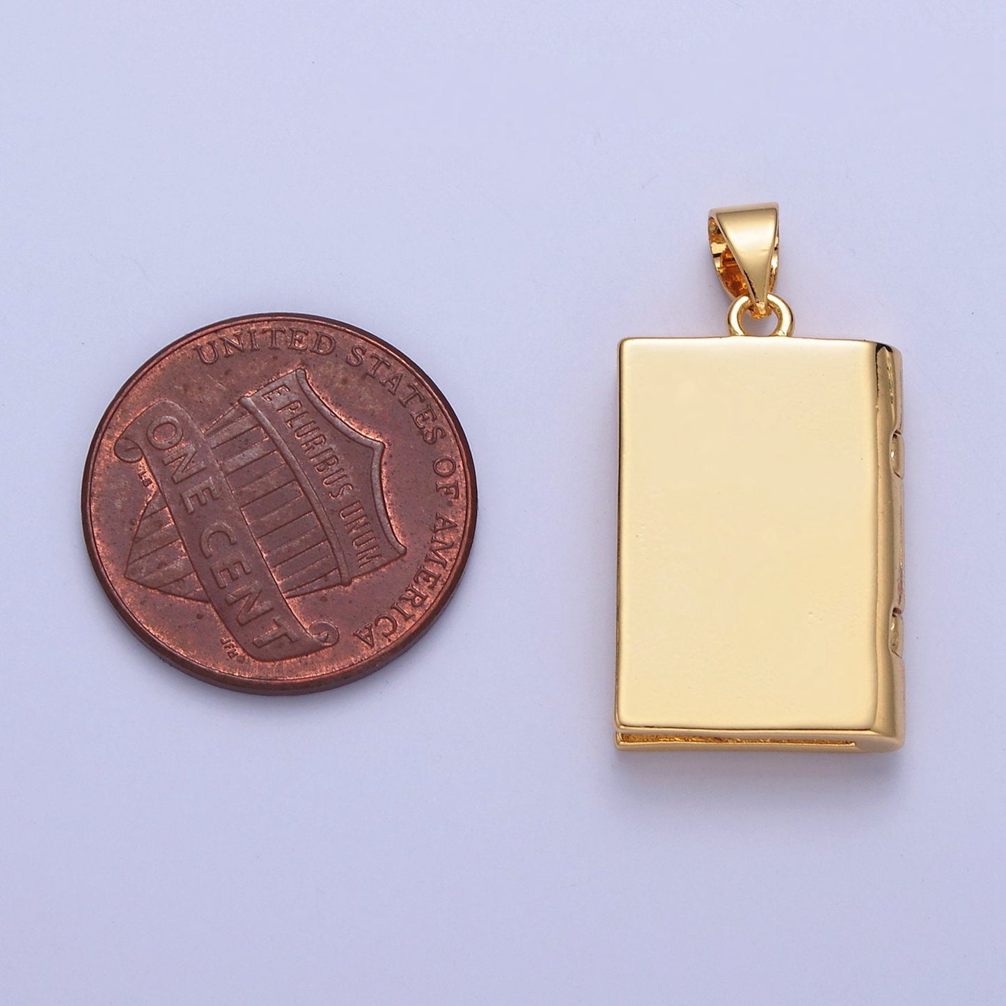 24K Gold Filled Openable Diary Book Pendant, Gold Rectanglular Diary Pendant, Gold Square Medallion for DIY Jewelry | I-313