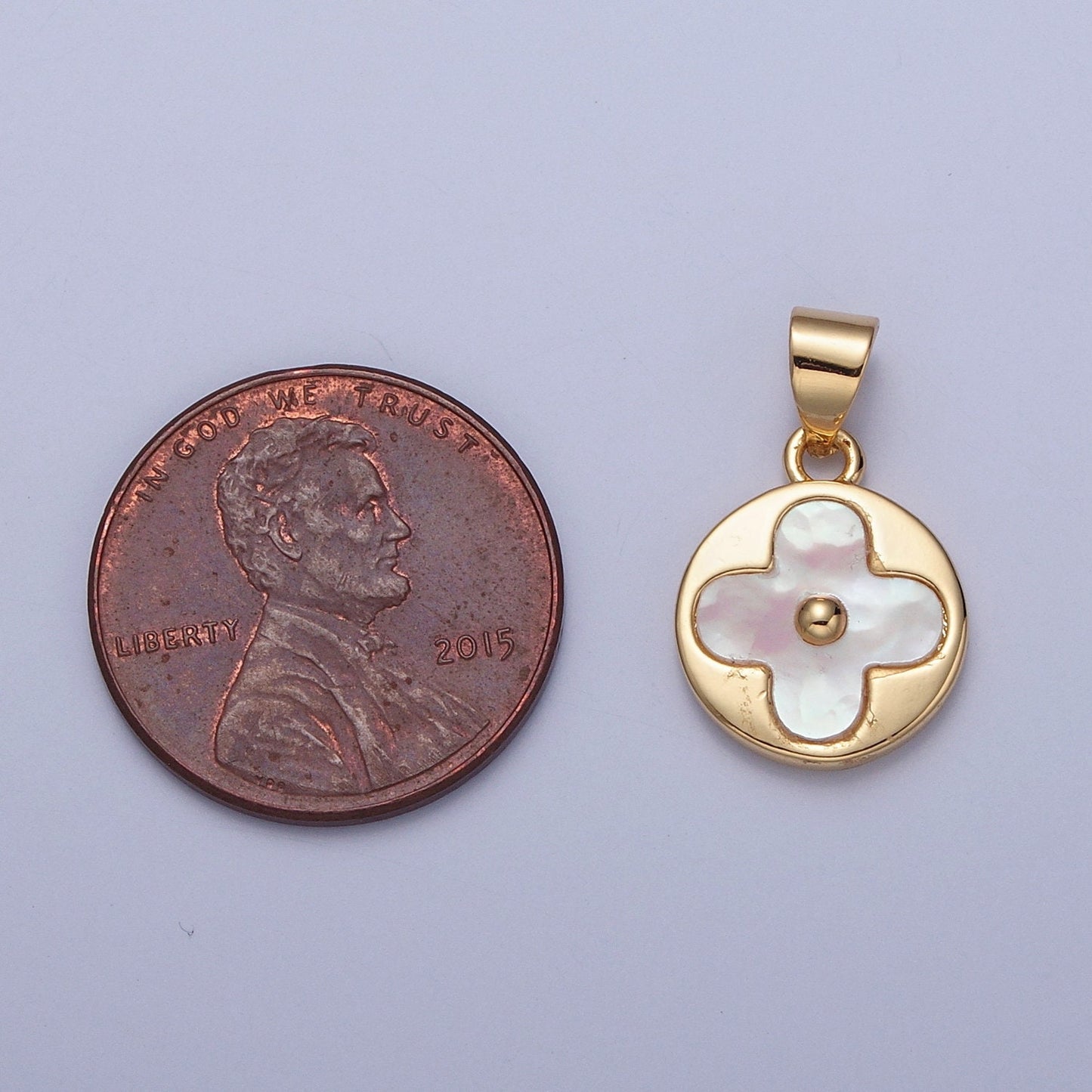 24k Gold Filled Dainty Minimalistic Clear Flower Circle Charm, Micro CZ Pave Pendants, Round Flower Coin Charm | I-171