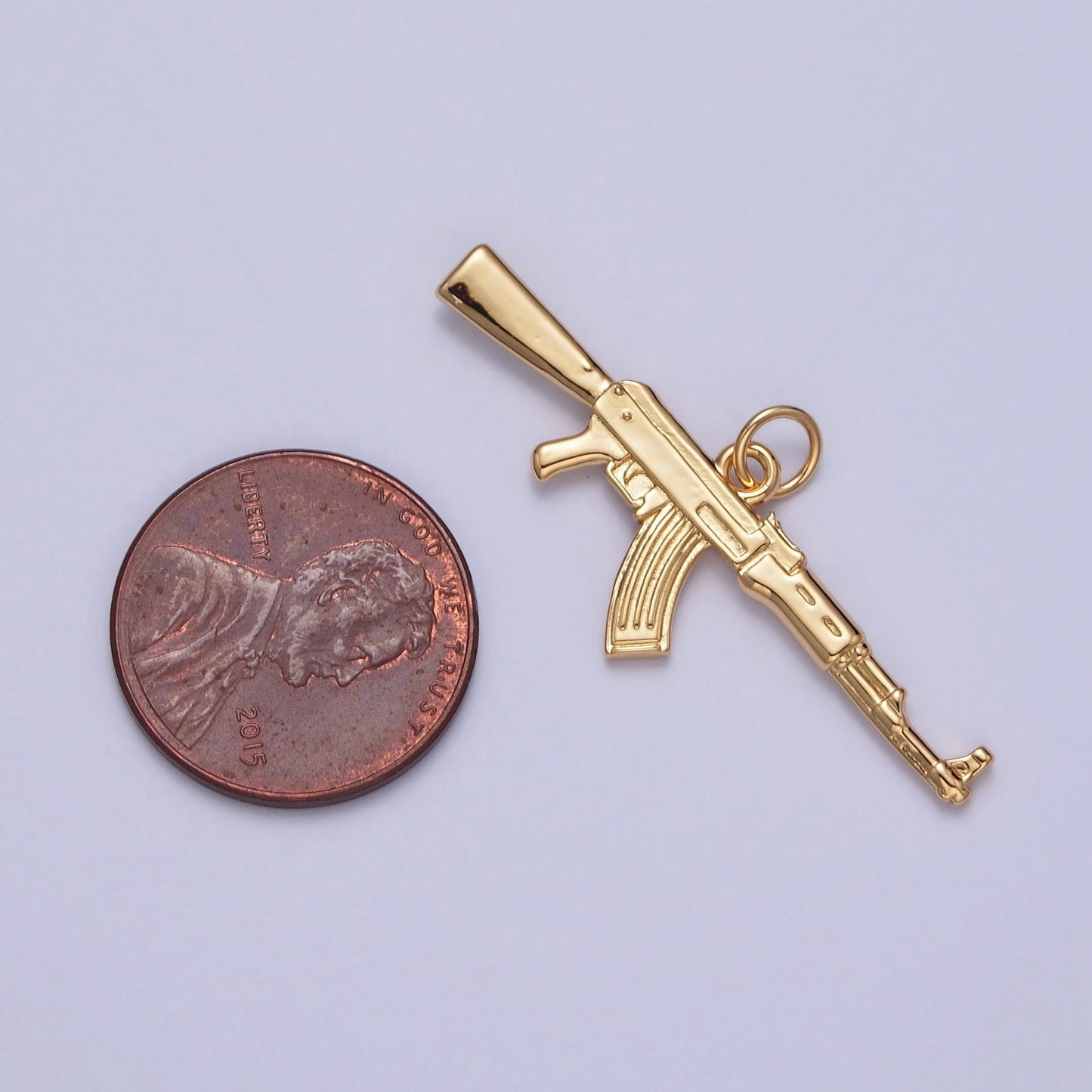 AK-47 Gun Pendant 24K Gold Plated Gun Charm, Necklace Bracelet Charm Pendant | X-146