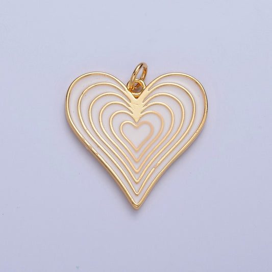 24K Gold FIlled Dainty Growing Heart Charm, Sunburst Heart Growing in Size Pendant, Women Sunburst Heart Pendant Jewelry | W-287