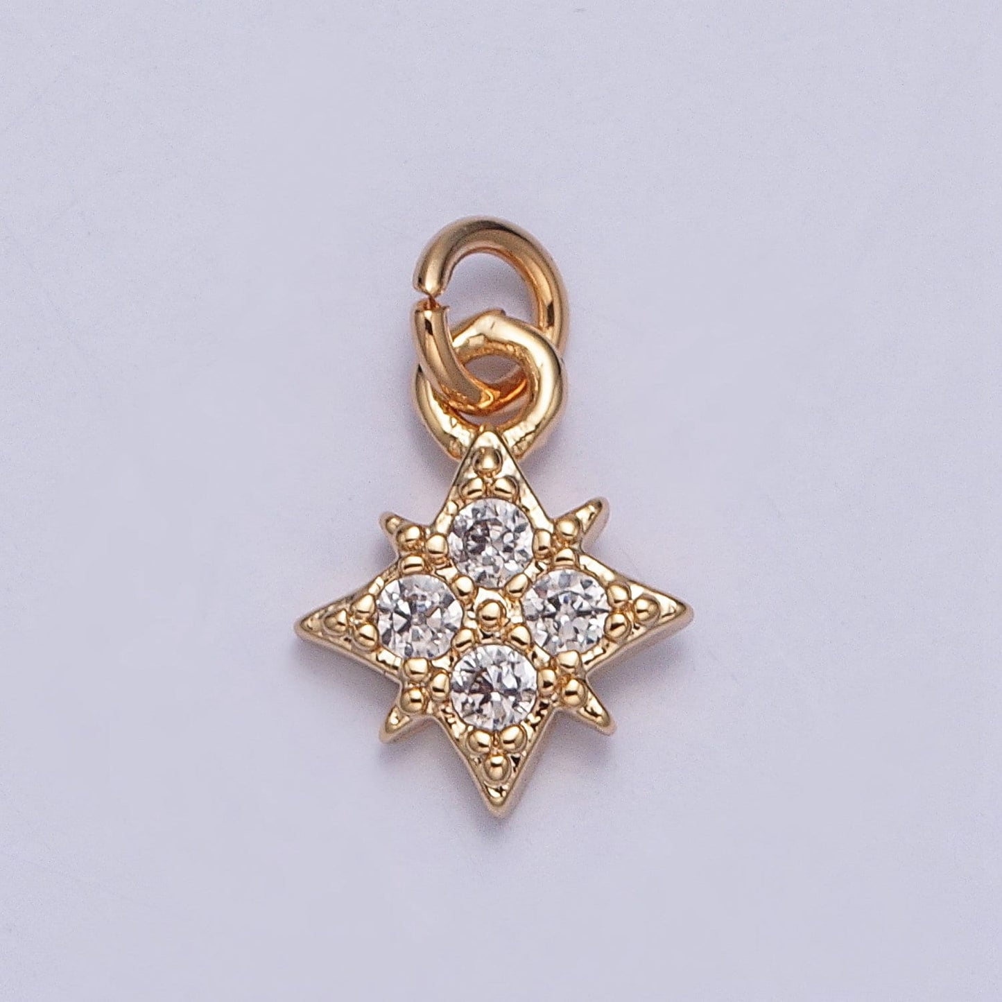 16K Gold Mini North Bright Stars Charm Cubic Zirconia Charm Micro Pave CZ Stars Celestial Pendant For DIY Earring Bracelet Necklace | X-259