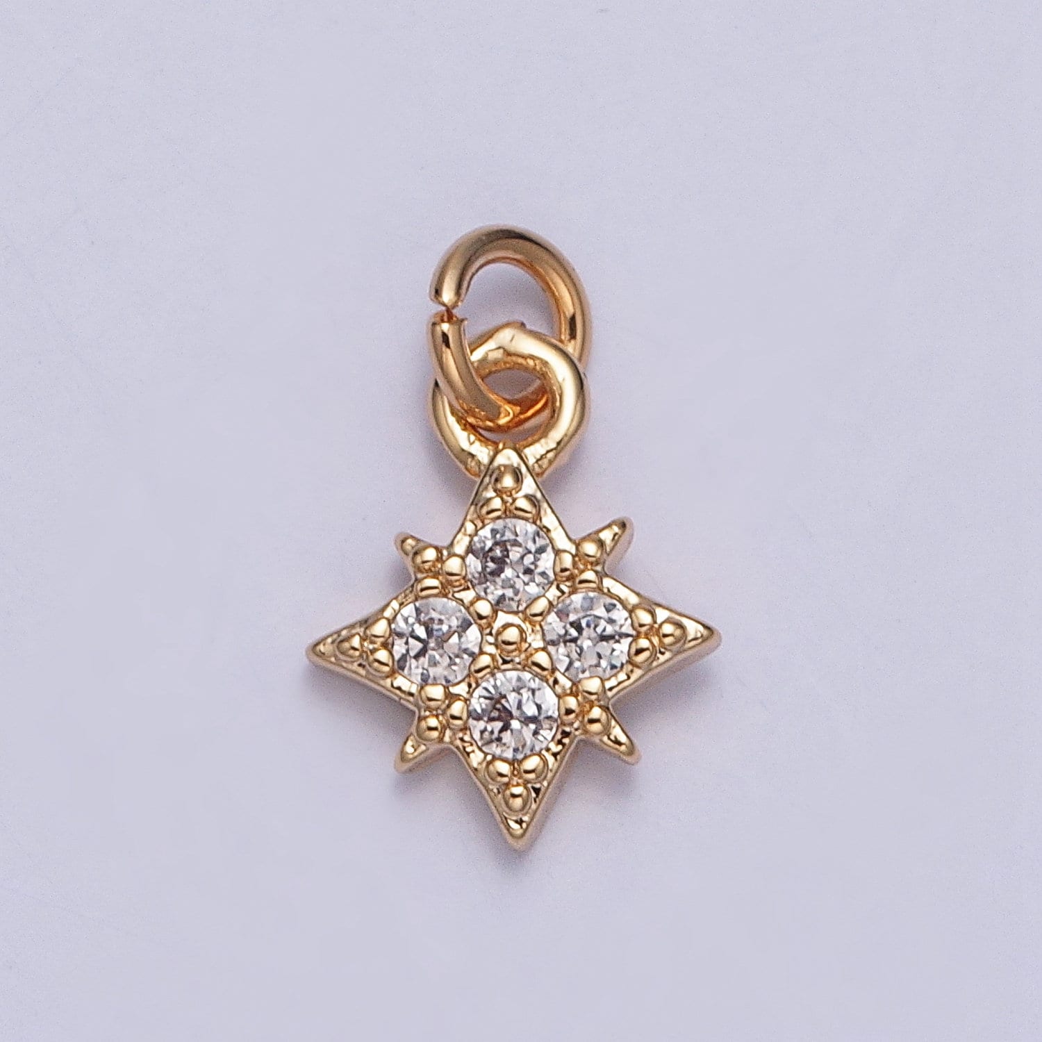 16K Gold Mini North Bright Stars Charm Cubic Zirconia Charm Micro Pave CZ Stars Celestial Pendant For DIY Earring Bracelet Necklace | X-259
