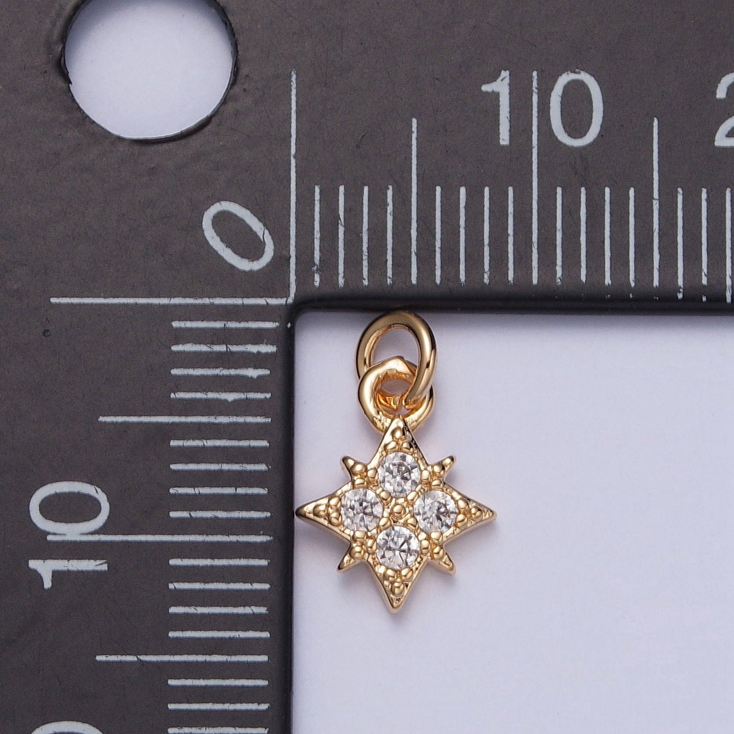 16K Gold Mini North Bright Stars Charm Cubic Zirconia Charm Micro Pave CZ Stars Celestial Pendant For DIY Earring Bracelet Necklace | X-259