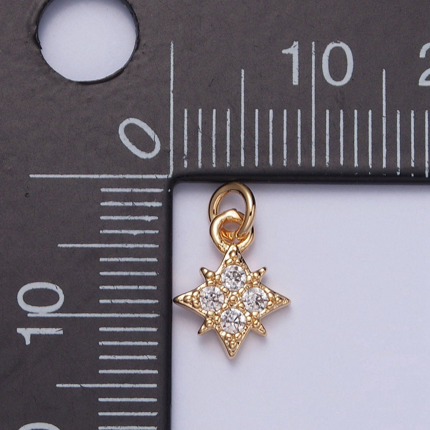 16K Gold Mini North Bright Stars Charm Cubic Zirconia Charm Micro Pave CZ Stars Celestial Pendant For DIY Earring Bracelet Necklace | X-259