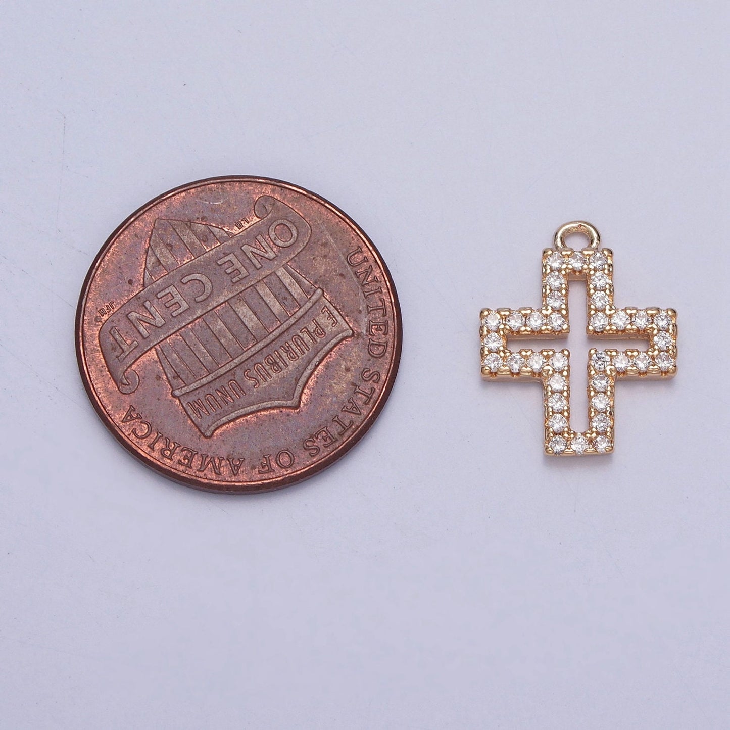 16K Gold Plated Dainty Cross Charms, Micro Pave CZ Minimalistic Cross, Religious Jewelry, Simple Gold Cross Charm Add on Pendant | X-253