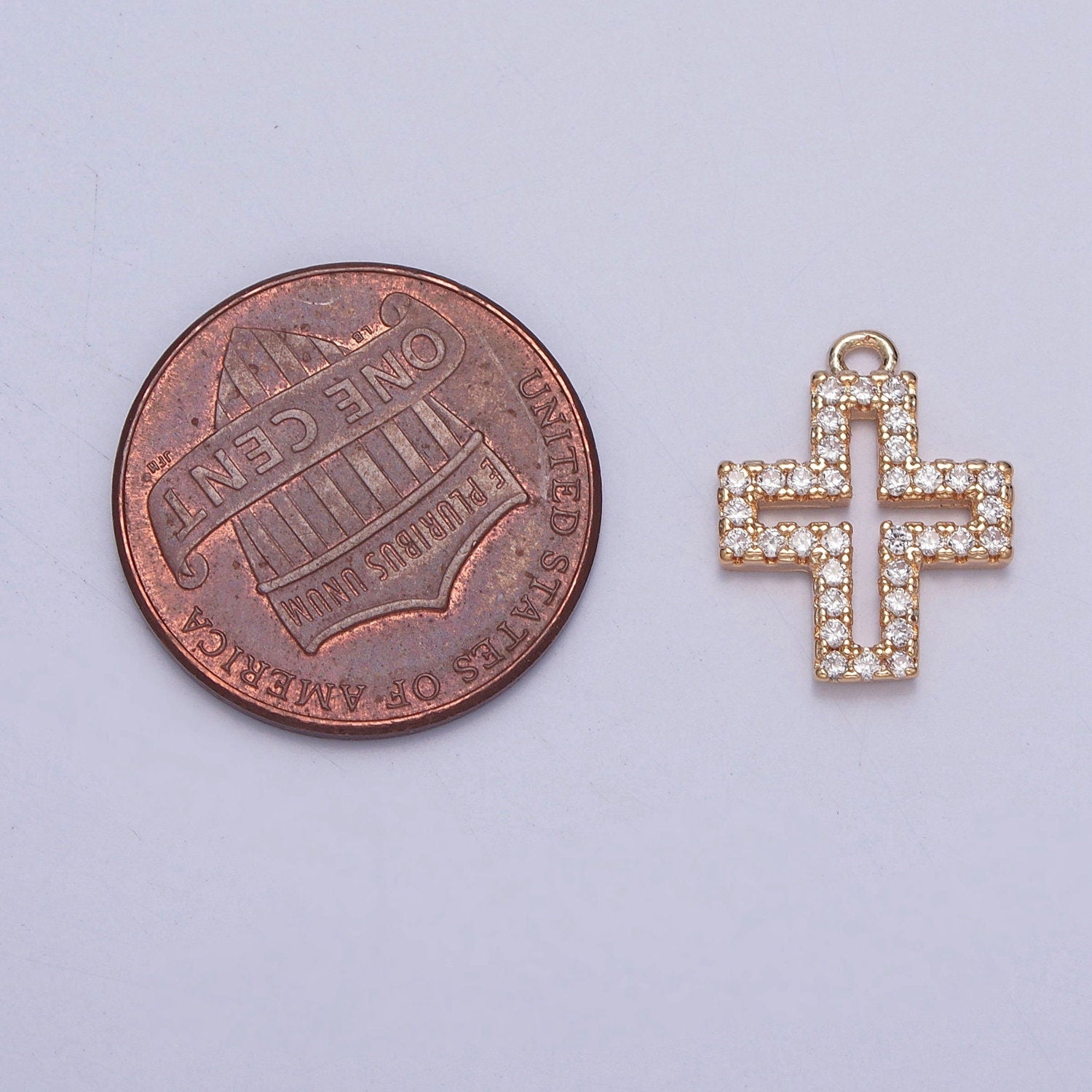 16K Gold Plated Dainty Cross Charms, Micro Pave CZ Minimalistic Cross, Religious Jewelry, Simple Gold Cross Charm Add on Pendant | X-253