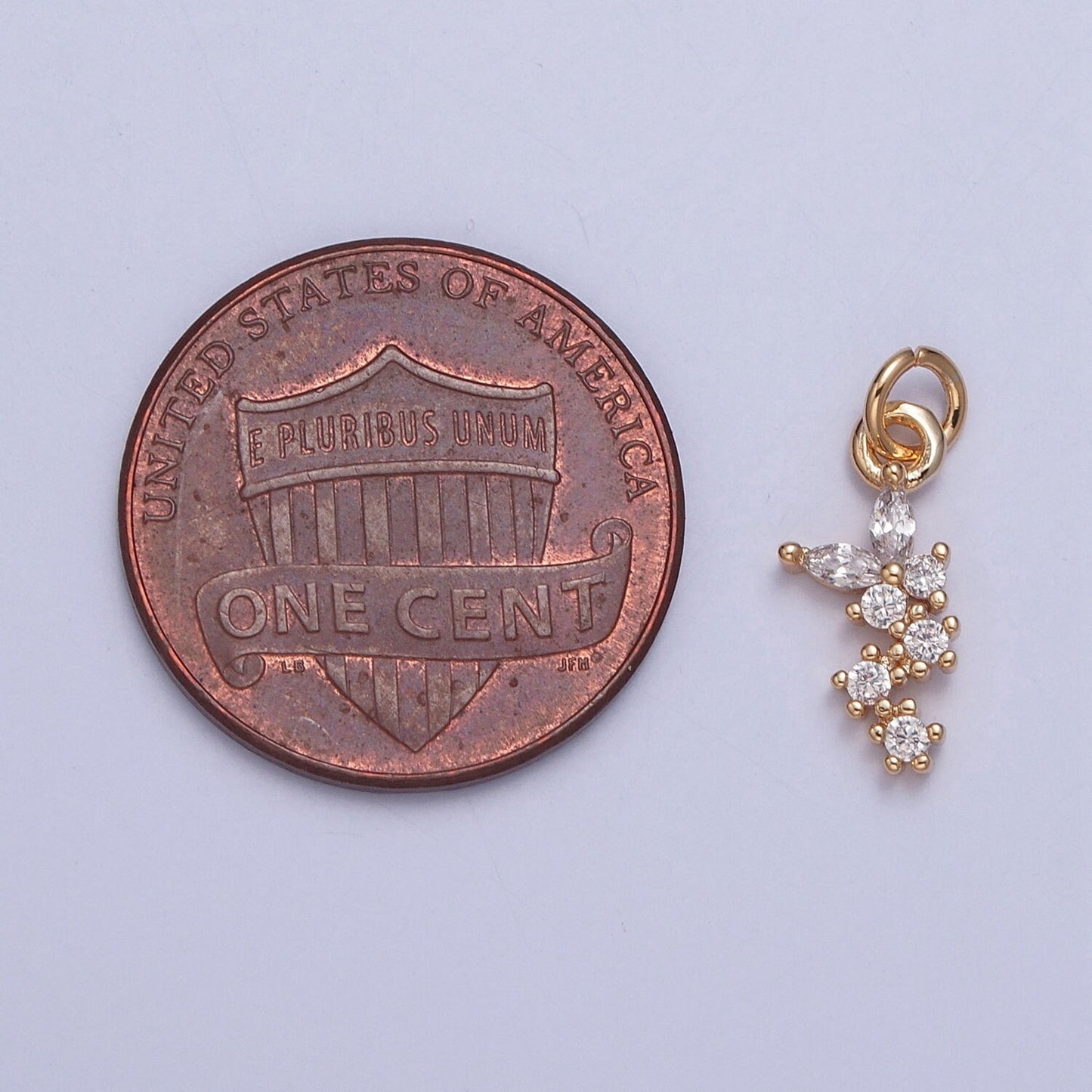 16K Gold Linked Round Micro Pave CZ Clear Stones Pendant, Add on Link Circles Leaves Charm Dainty Crystal Cz for Necklace Bracelet | X-224