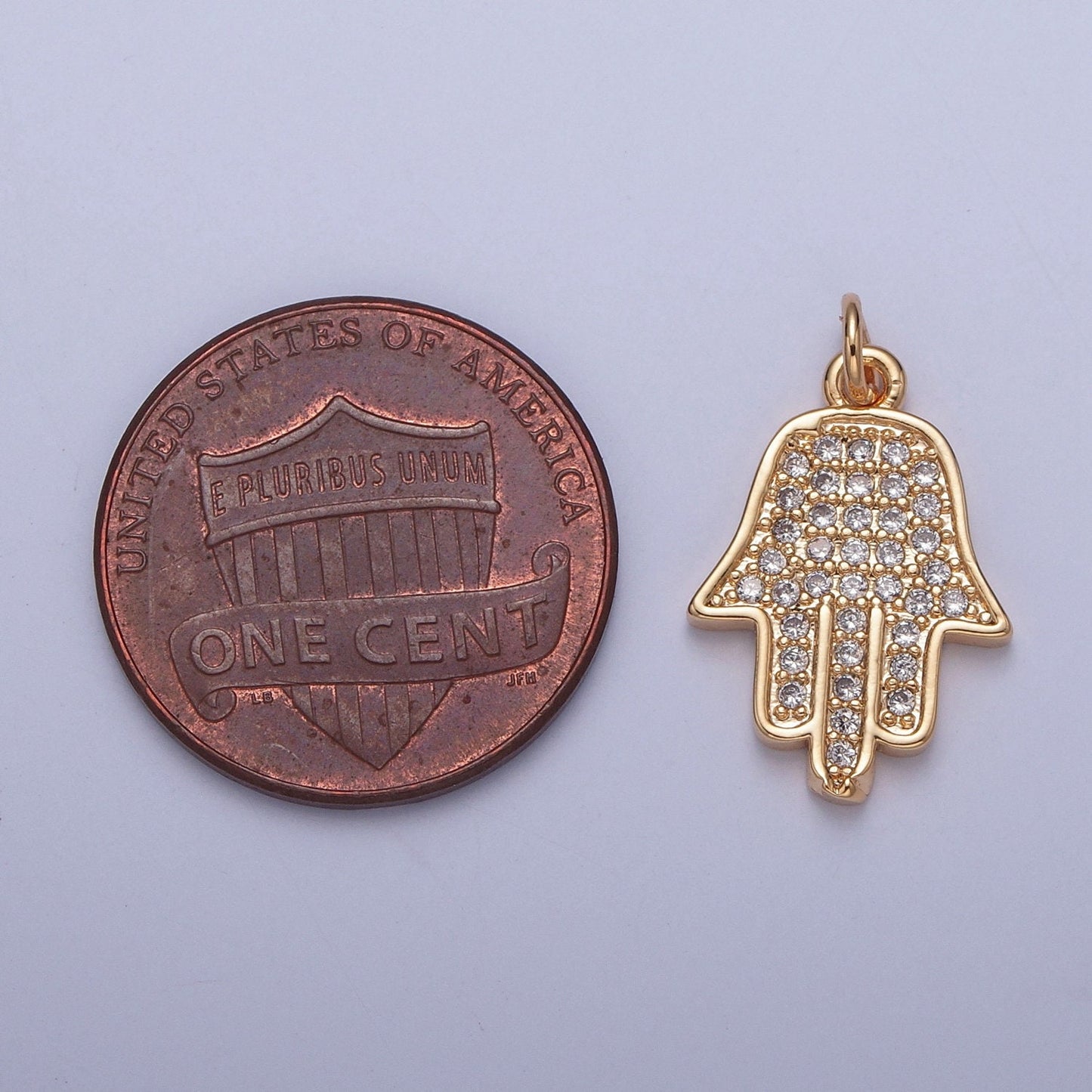 16K Gold Plated Simple Hamsa Hand The Hand of God Charm with Micro Pave CZ Pendant | DIY Pendant Piece for Necklace Bracelet | X-237