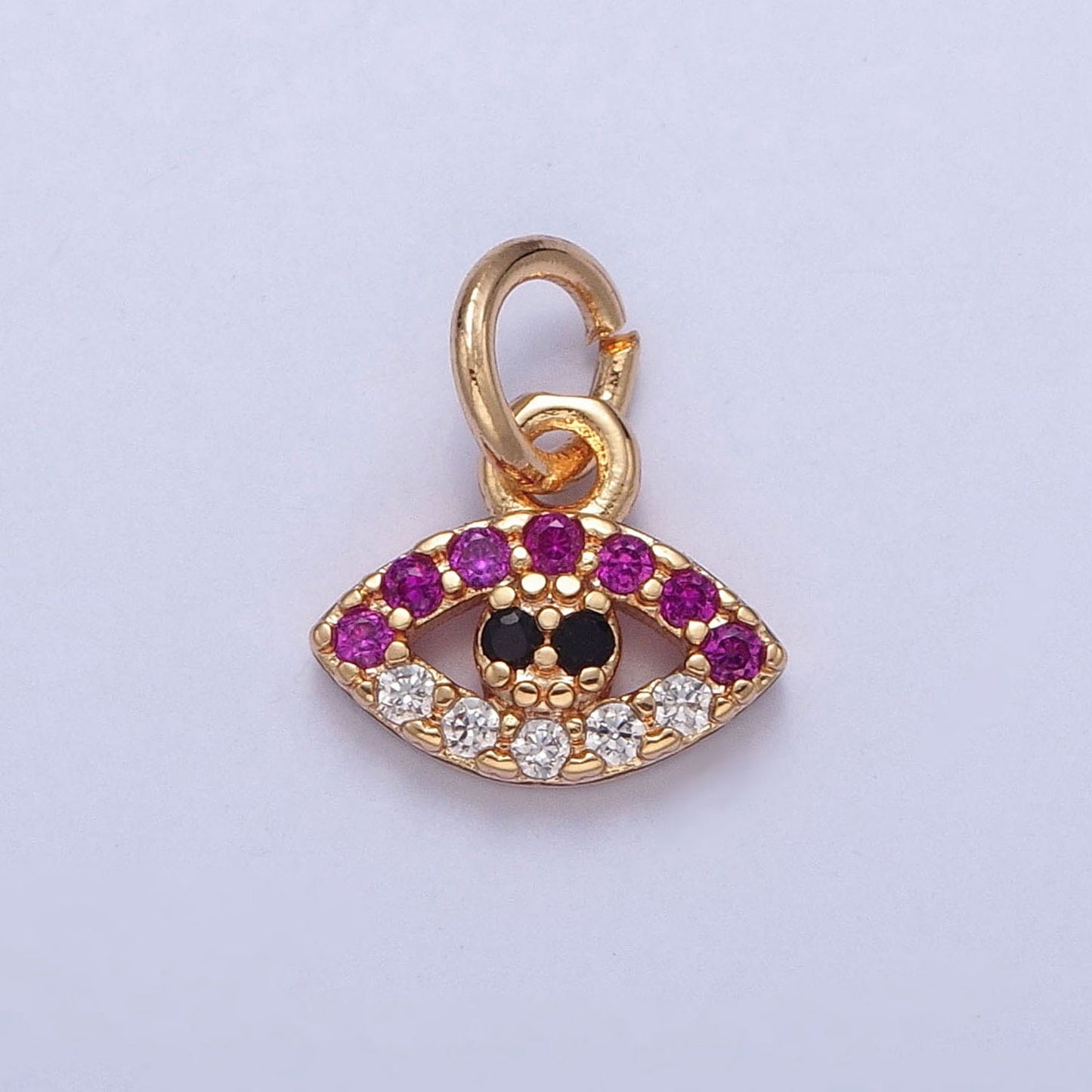 16K Gold Filled Mini Clear/Colored Evil Eye Pendant Micro Pave Cubic Zarconia CZ Stones for Bracelet Necklace Jewelry Finding | X-234, X-235