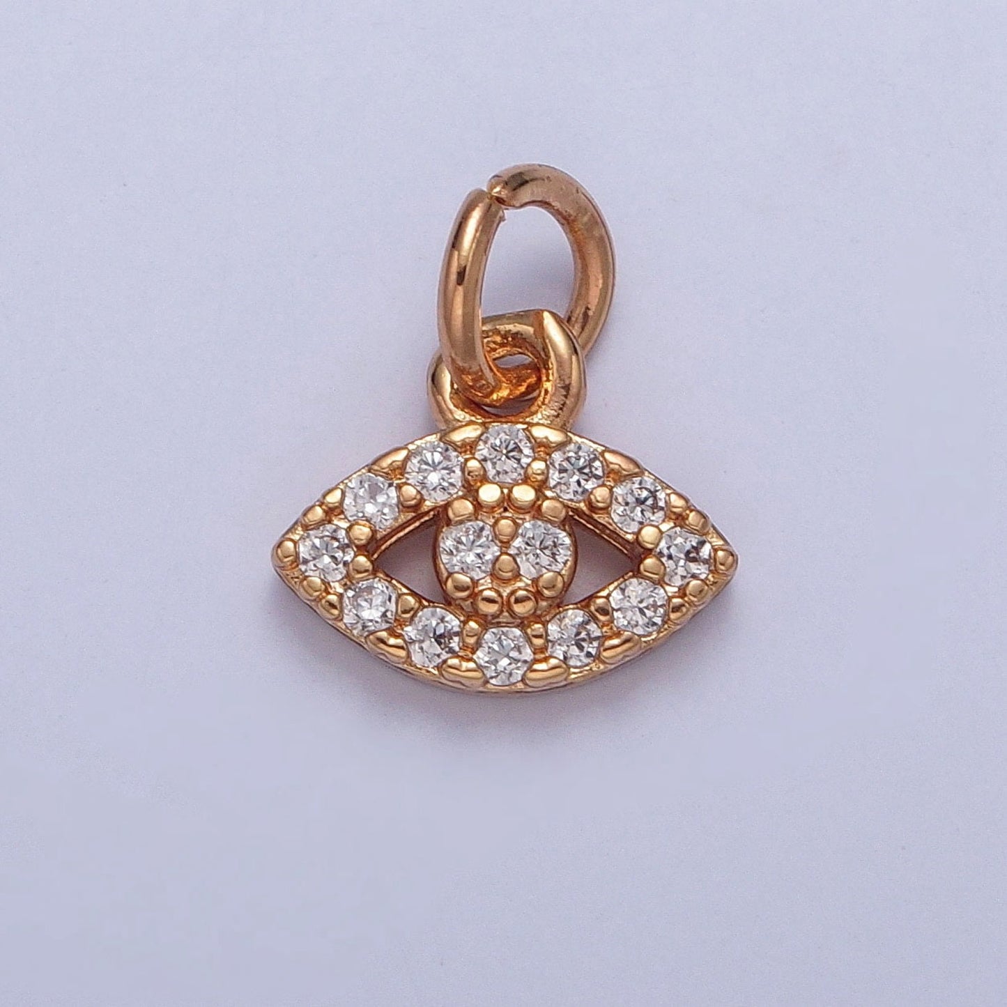 16K Gold Filled Mini Clear/Colored Evil Eye Pendant Micro Pave Cubic Zarconia CZ Stones for Bracelet Necklace Jewelry Finding | X-234, X-235
