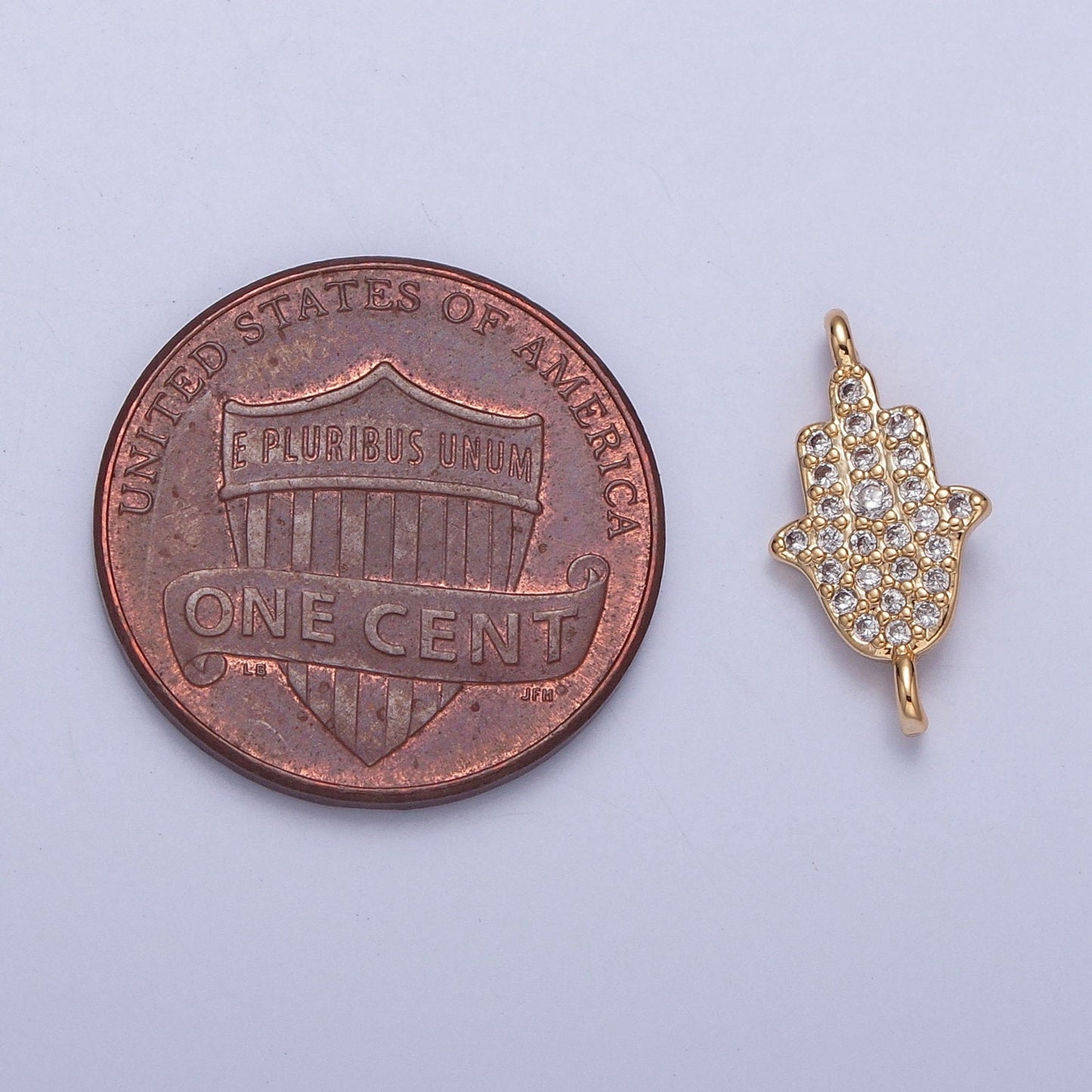 16K Gold Simple Hamsa Hand The Hand of God Charm with Micro Pave CZ Link Connector | DIY Connector Piece for Necklace Bracelet | G-917