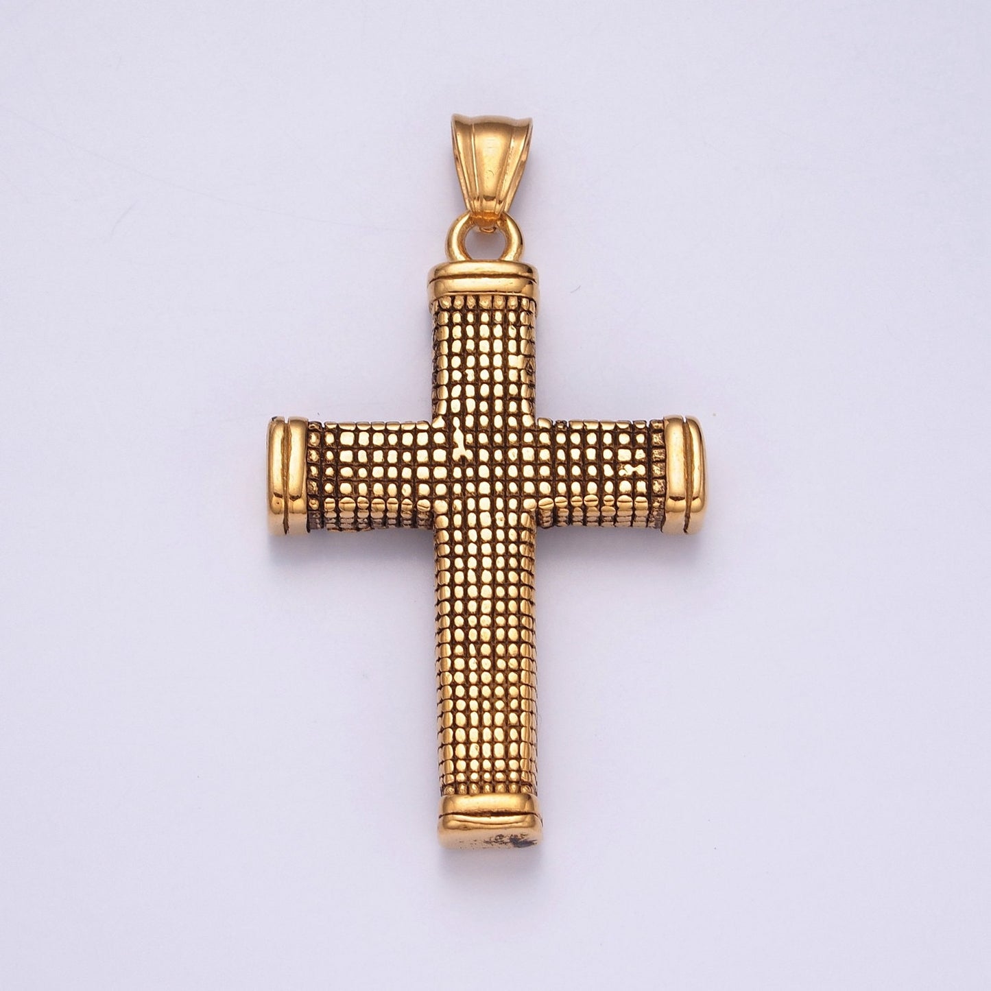 Stainless Steel Bold Gold, Silver Boxed Minimalist Thick Cross Pendant, for DIY Religious Jewelry European Charms Bracelet | X-632