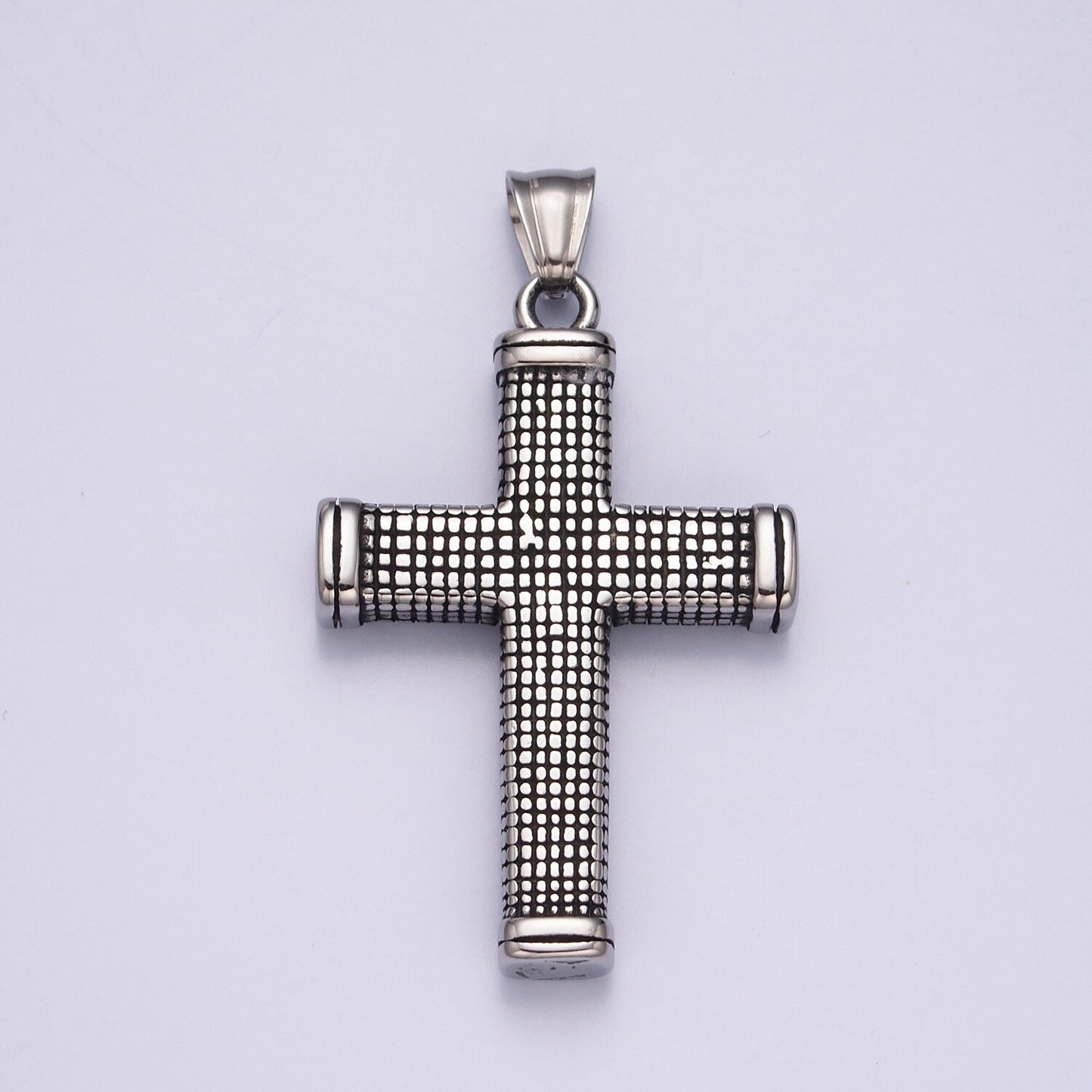 Stainless Steel Bold Gold, Silver Boxed Minimalist Thick Cross Pendant, for DIY Religious Jewelry European Charms Bracelet | X-632