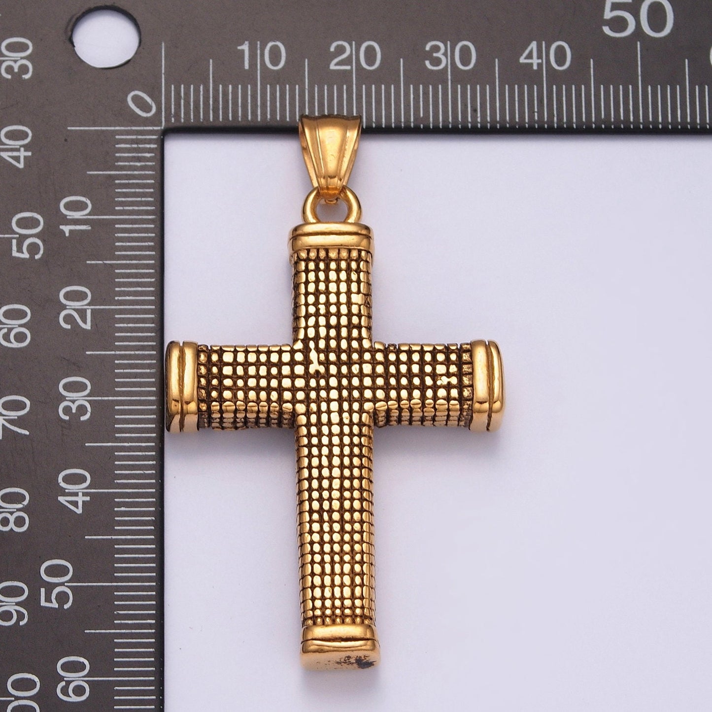 Stainless Steel Bold Gold, Silver Boxed Minimalist Thick Cross Pendant, for DIY Religious Jewelry European Charms Bracelet | X-631, X-632