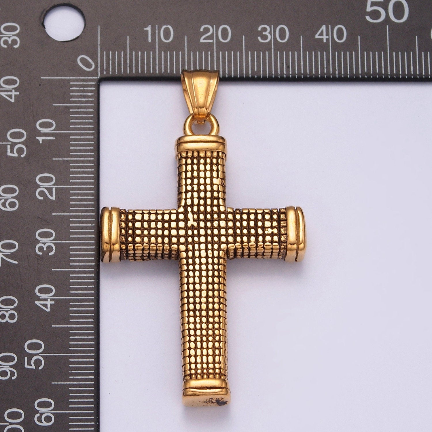 Stainless Steel Bold Gold, Silver Boxed Minimalist Thick Cross Pendant, for DIY Religious Jewelry European Charms Bracelet | X-631, X-632