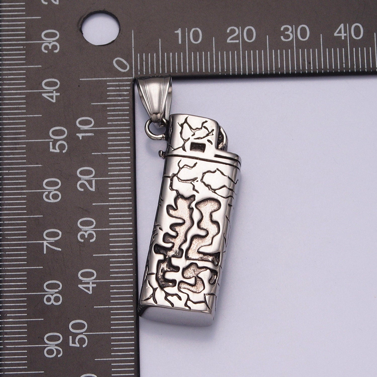 Stainless Steel Portable Abstract Lighter Pendant, Cig Flame Lighter Charms For Jewelry Making | X-640