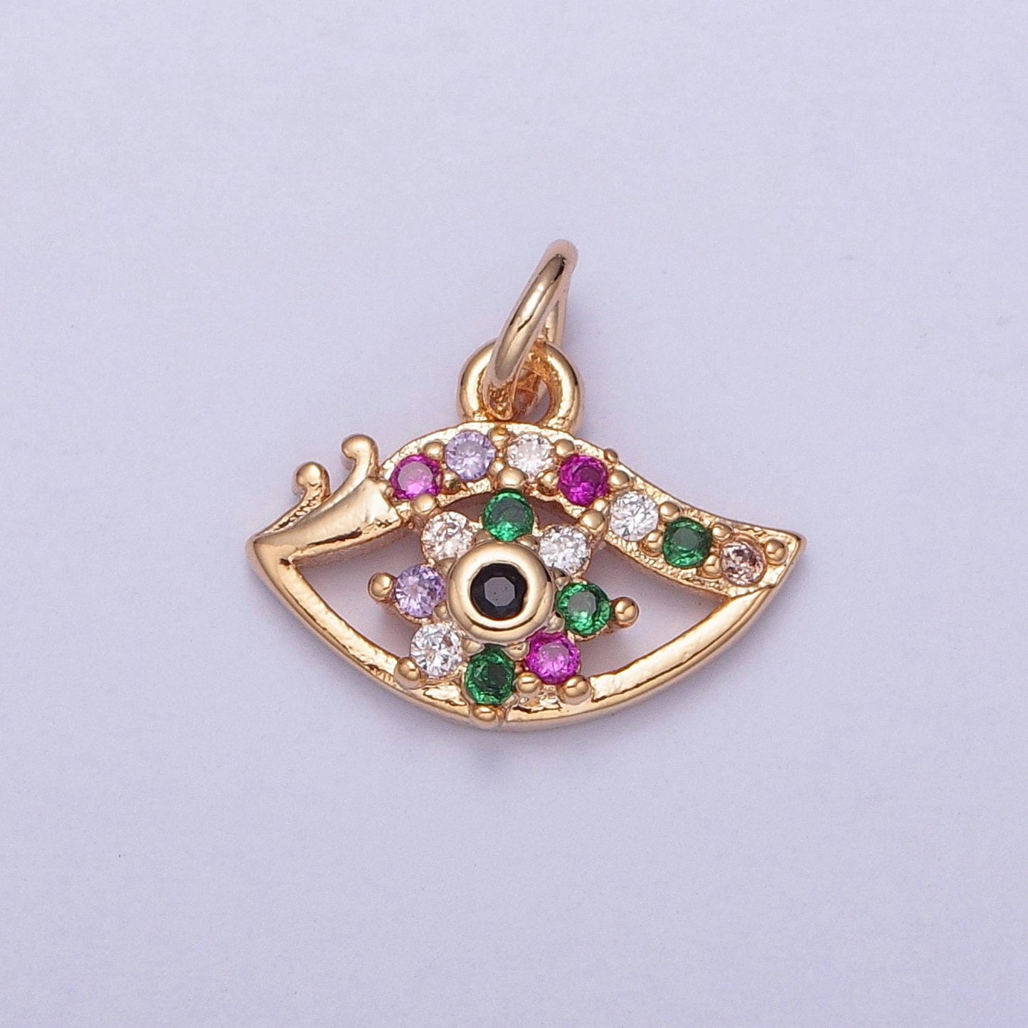 14K Gold Mini Multicolored Evil Eye Varieties Pendant Micro Pave Cubic Zarconia CZ Stones for Bracelet Necklace Jewelry | X-175~X-182