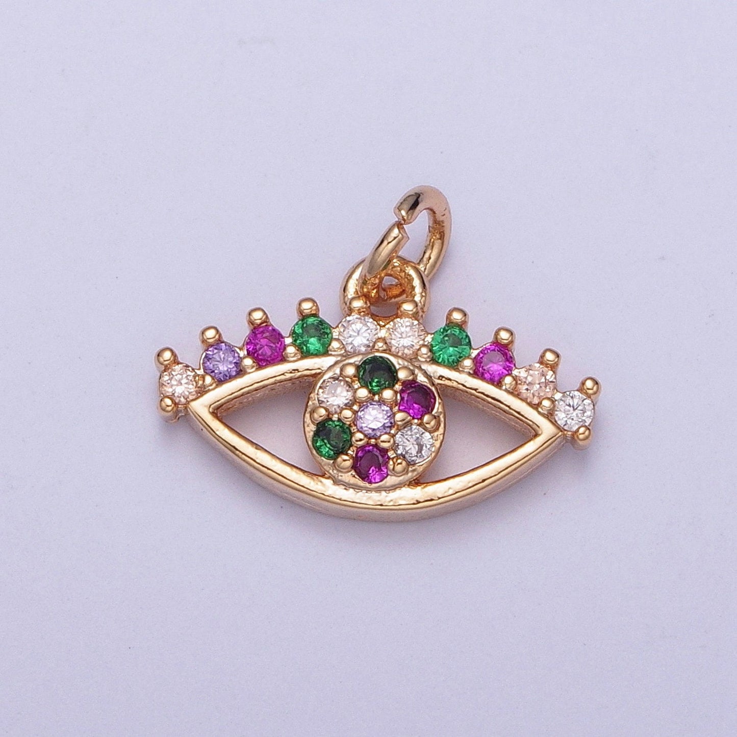 14K Gold Mini Multicolored Evil Eye Varieties Pendant Micro Pave Cubic Zarconia CZ Stones for Bracelet Necklace Jewelry | X-175~X-182