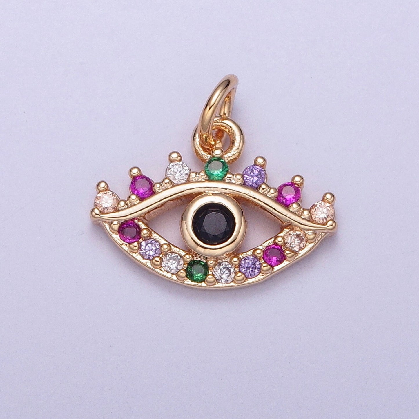 14K Gold Mini Multicolored Evil Eye Varieties Pendant Micro Pave Cubic Zarconia CZ Stones for Bracelet Necklace Jewelry | X-175~X-182