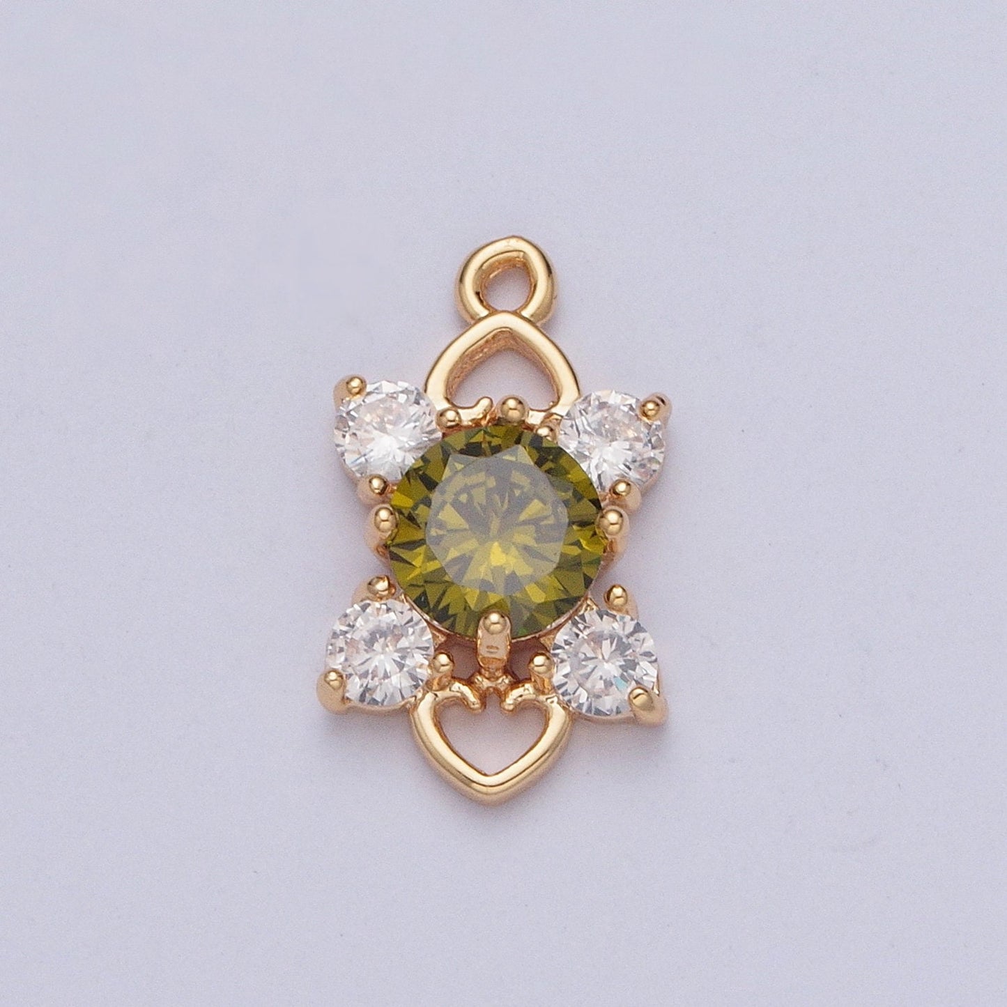 Dainty Gold 4-Pointed Side Stars Colored/Clear Charm Love Heart Link Micro Pave Cubic Zarconia CZ Stones for Necklace Jewelry | X-211~X-214