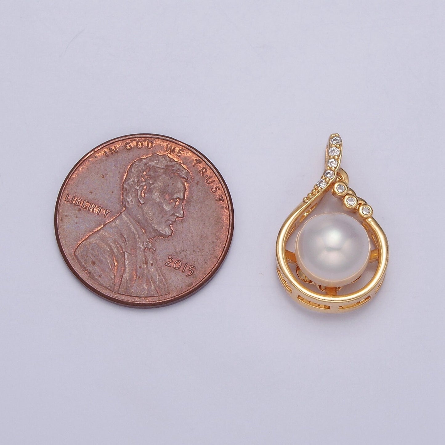 Dainty Pave Charm Genuine Shell Pearl Pendant Minimalist Bridal Wedding Jewelry, Shell Pearl Pendant For DIY Jewelry Necklace Making J-697