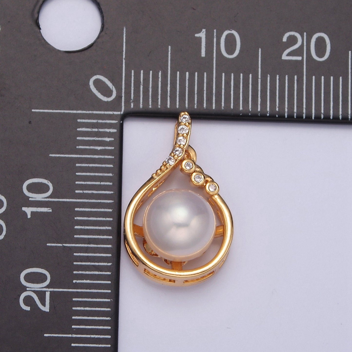Dainty Pave Charm Genuine Shell Pearl Pendant Minimalist Bridal Wedding Jewelry, Shell Pearl Pendant For DIY Jewelry Necklace Making J-697