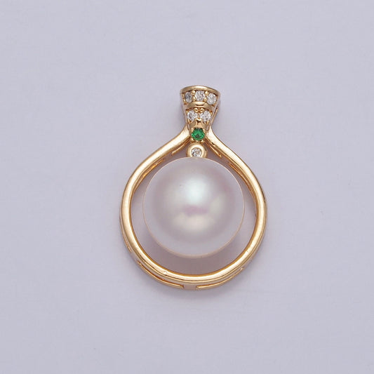 Dainty Round Genuine Shell Pearl Pendant Minimalist Bridal Wedding Jewelry I-028