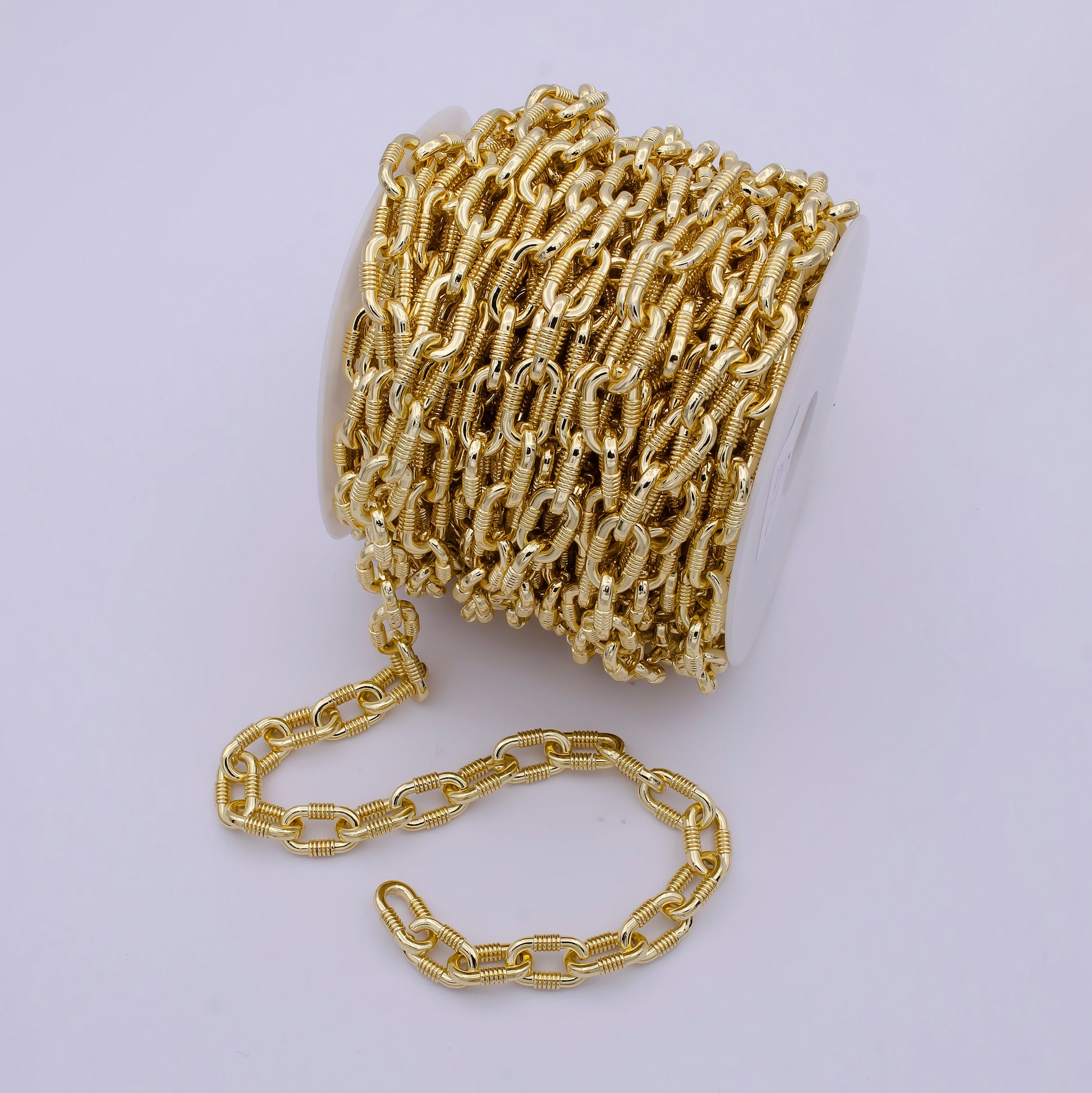 14K Gold Filled Unfinished Textured Cable Chain by Yard, Wholesale Unique Cable Unfinished Chain Roll | ROLL-708