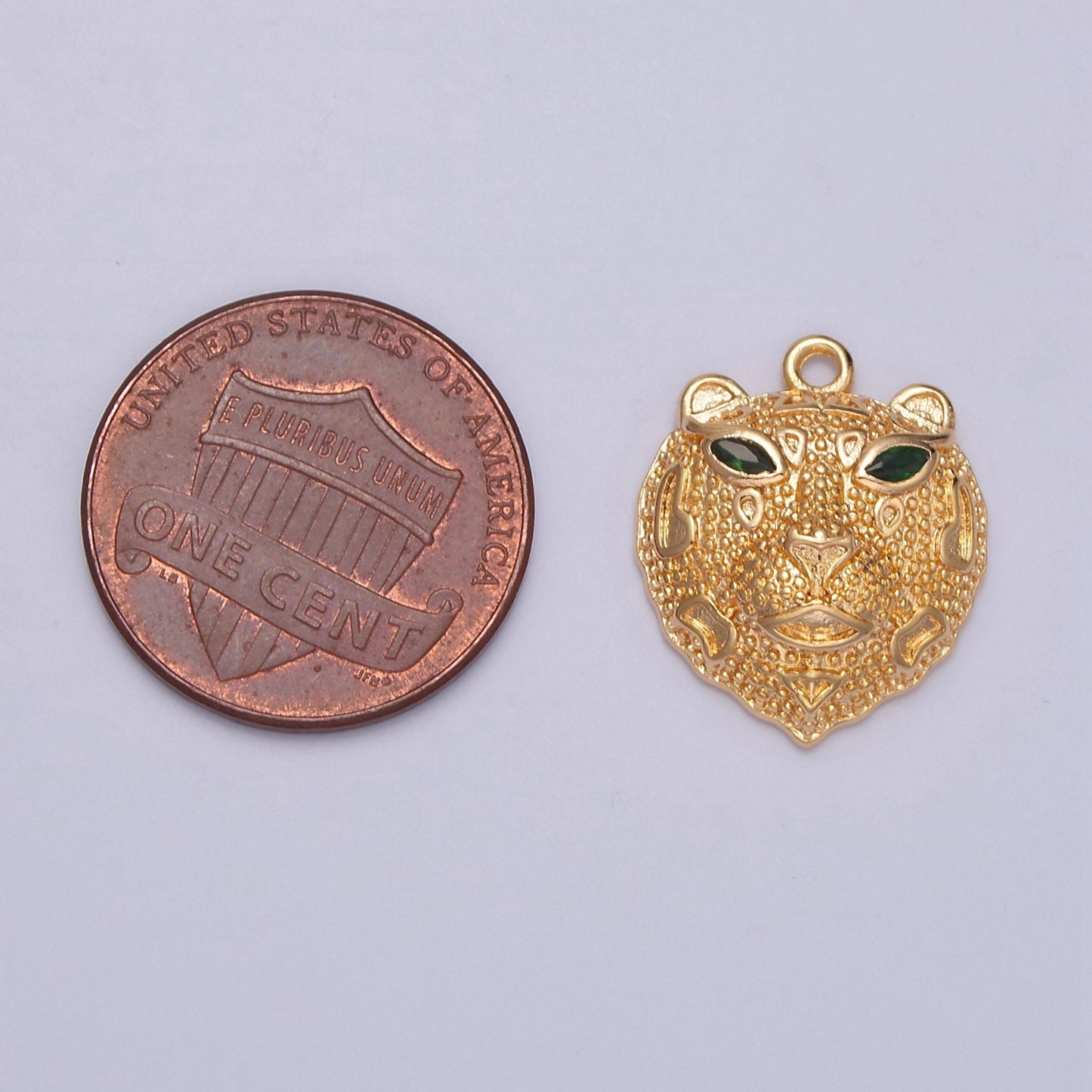 16K Gold Filled Bear Charm with Green CZ Cubic Zirconia Eyes, Nature Forest Wildlife Animal Charm For DIY Jewelry Making, E-780