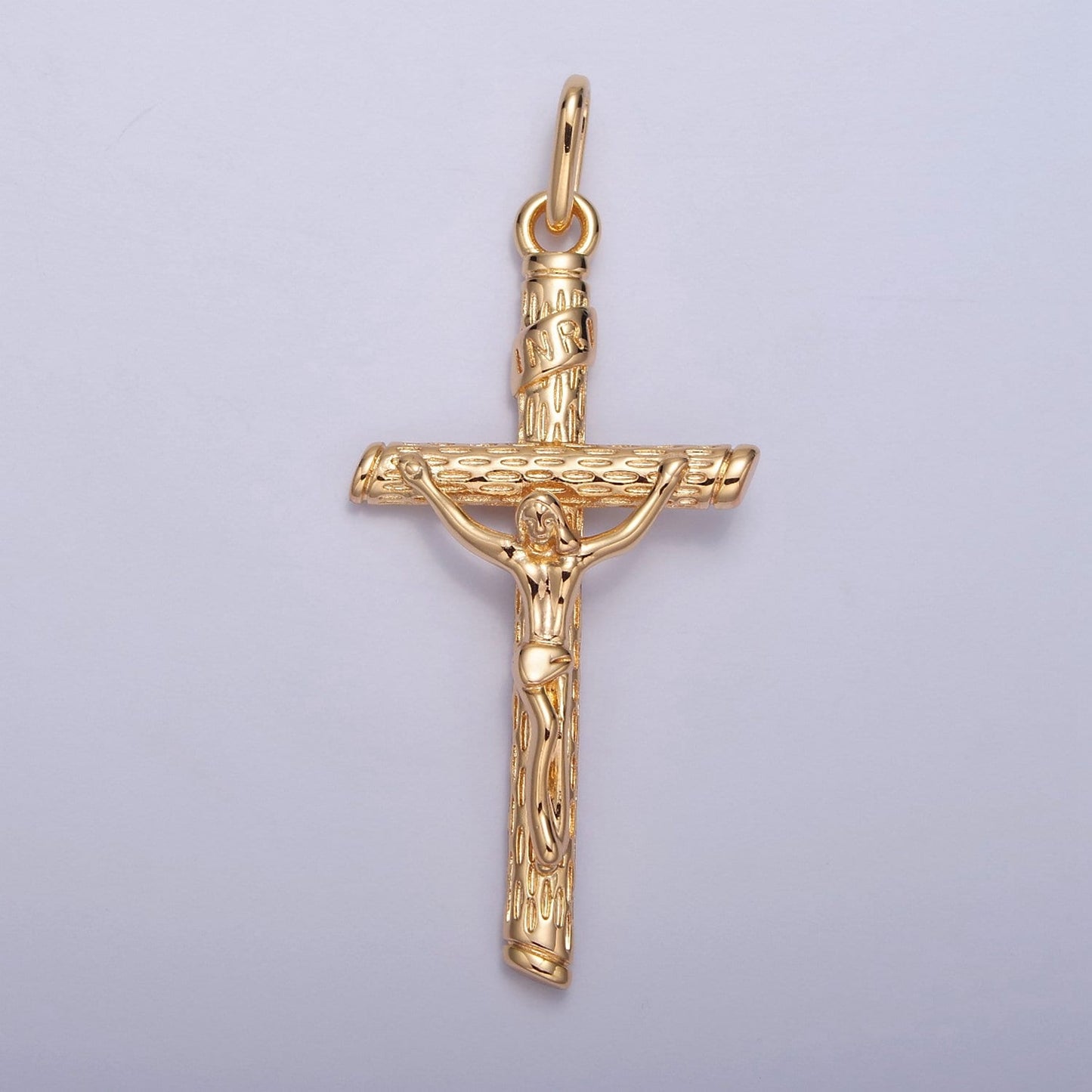 16k Gold Filled Cross Pendant Crucifix Charm Jesus on the Cross for Religious Jewelry Making I-076