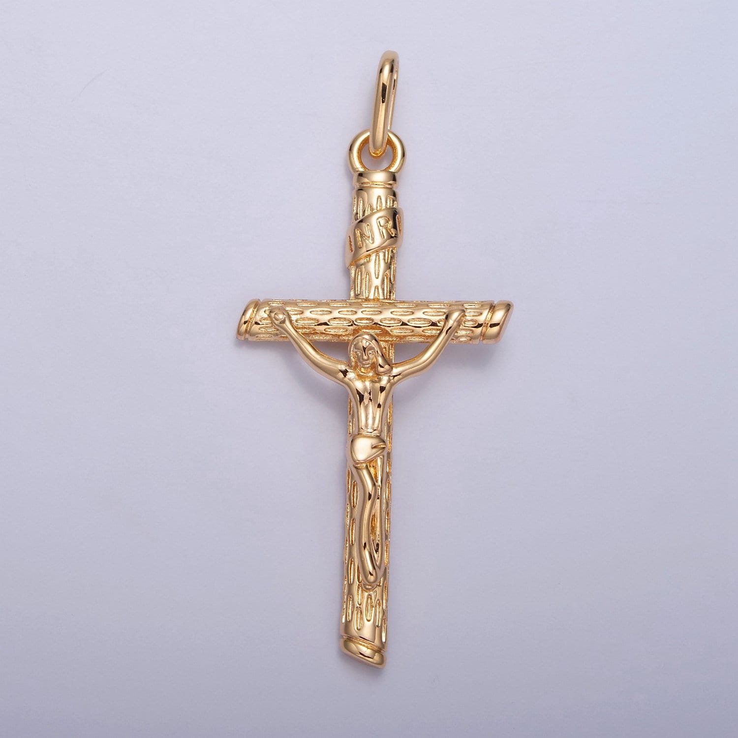 16k Gold Filled Cross Pendant Crucifix Charm Jesus on the Cross for Religious Jewelry Making I-076