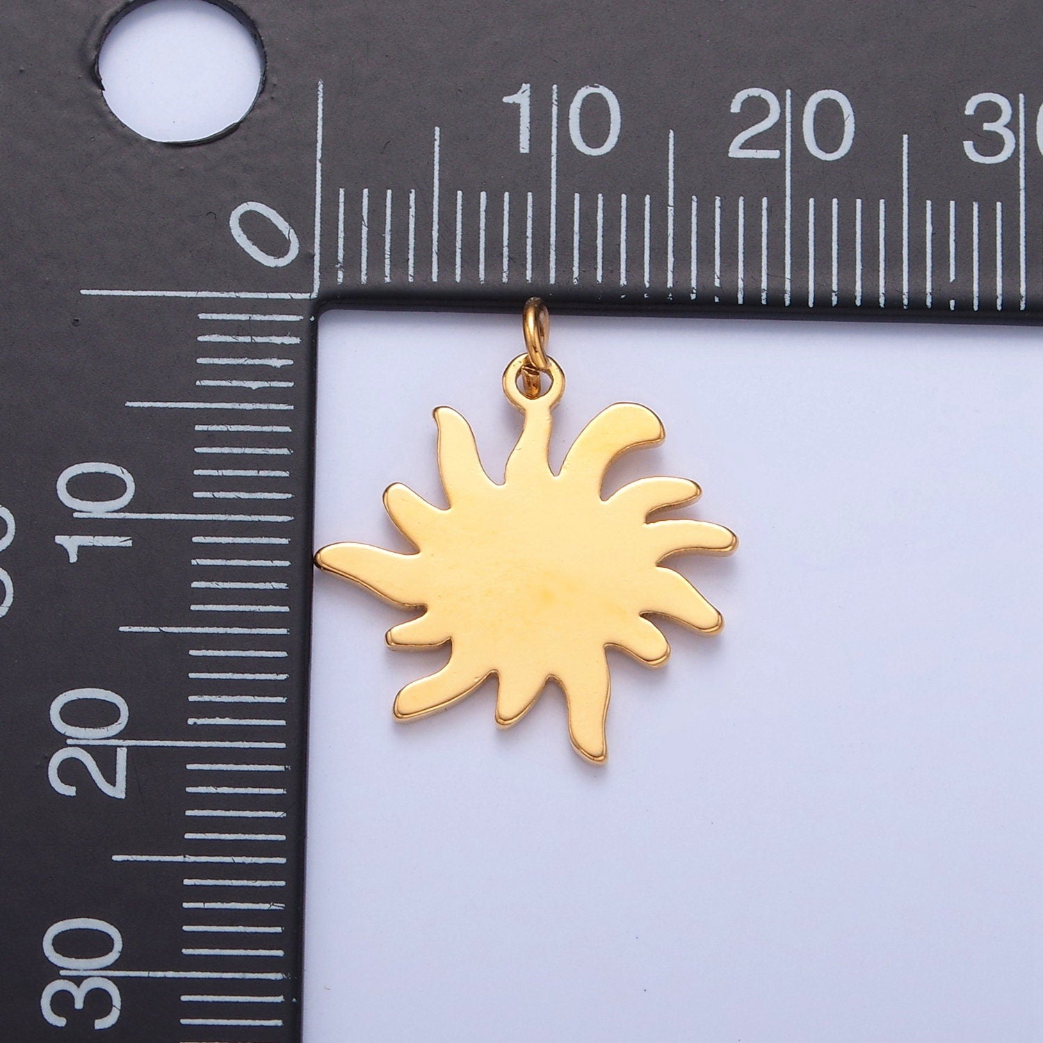 Gold Filled Minimalist Celestial Sun Charm, 21mmx18mm Spiraling Shining Star For DIY Jewelry Making, W-256