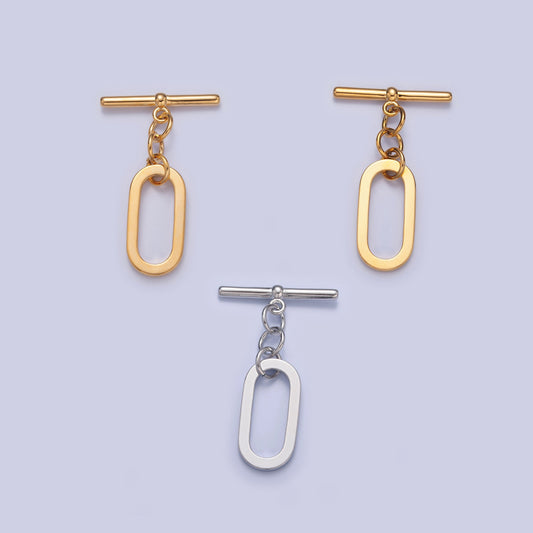 Gold Filled Long Oval Toggle Clasps, Minimalist Gold & Silver Toggle Clasps For DIY Jewelry Making, L-747