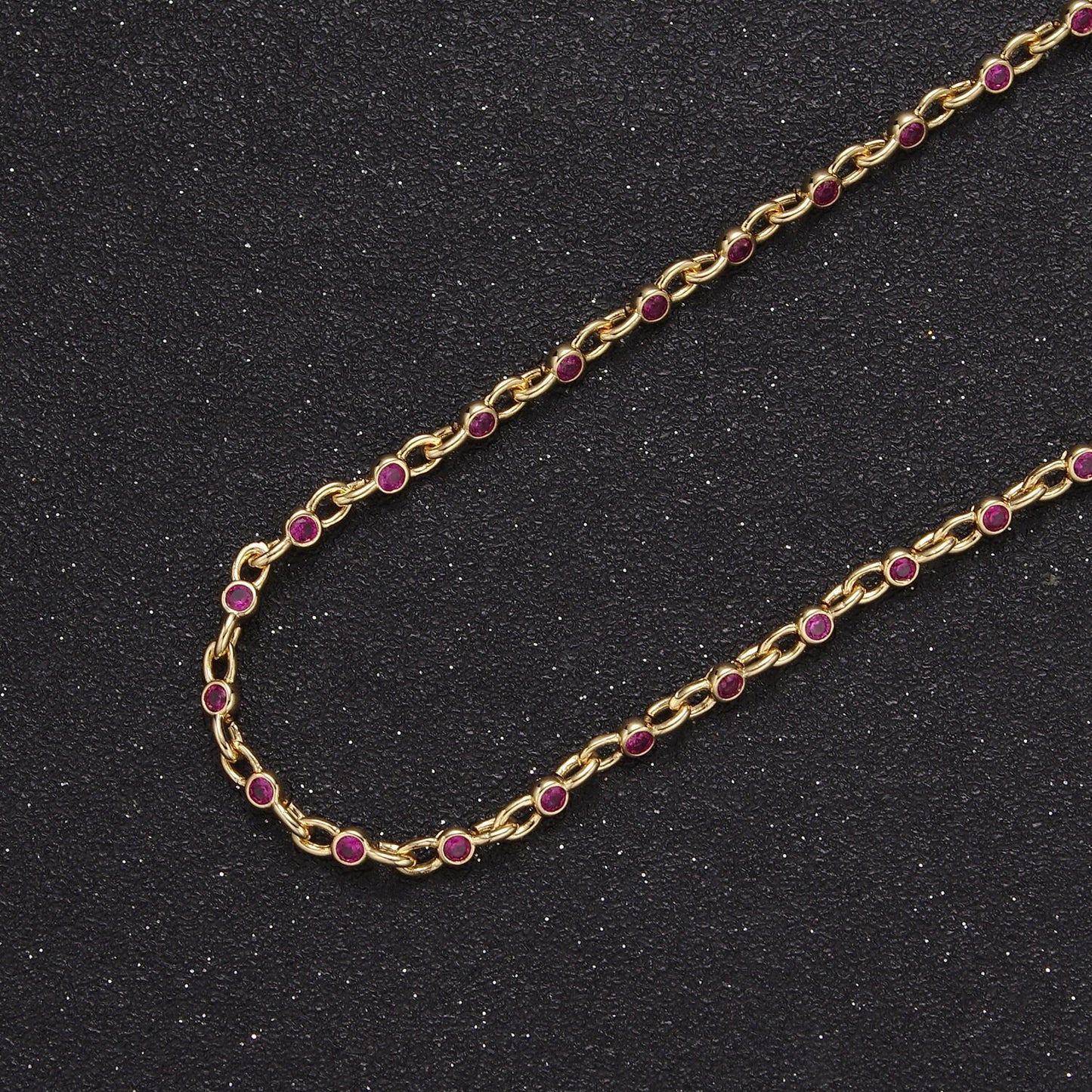 2.5mm Mini 24K Gold Filled Round Bezel Unsoldered Cut Cubic Zirconia CZ Chain By Yard Bulk Wholesale | ROLL-750, -751, -752, -753