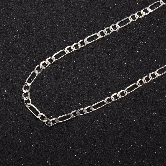 Unfinished Silver Plated 3.0mm Flat Figaro Chain by Yard, Wholesale Bulk Figaro Chain | ROLL-763