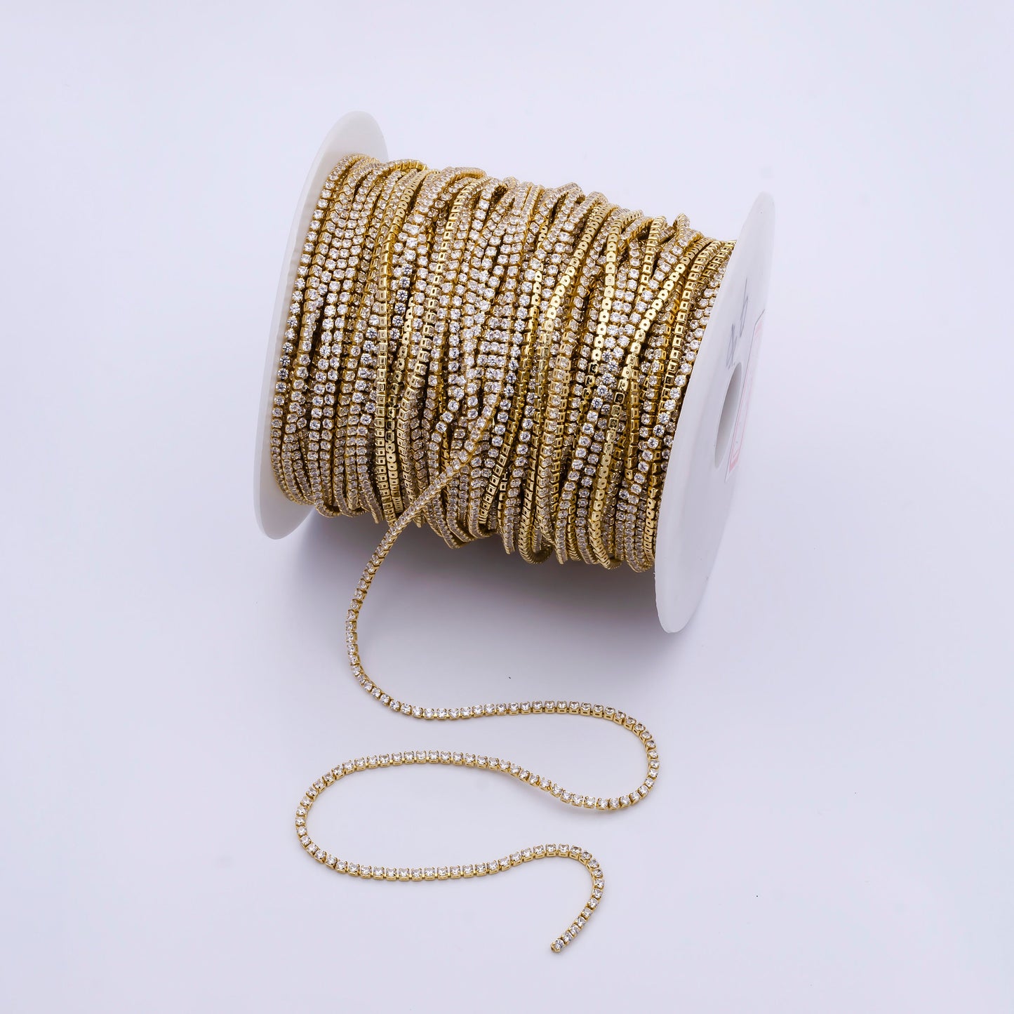 2.0mm Width Beaded Cubic Zirconia CZ 24K Gold Filled Tennis Chain, Wholesale Bulk Roll CZ Tennis Chain For Jewelry Making | ROLL-829