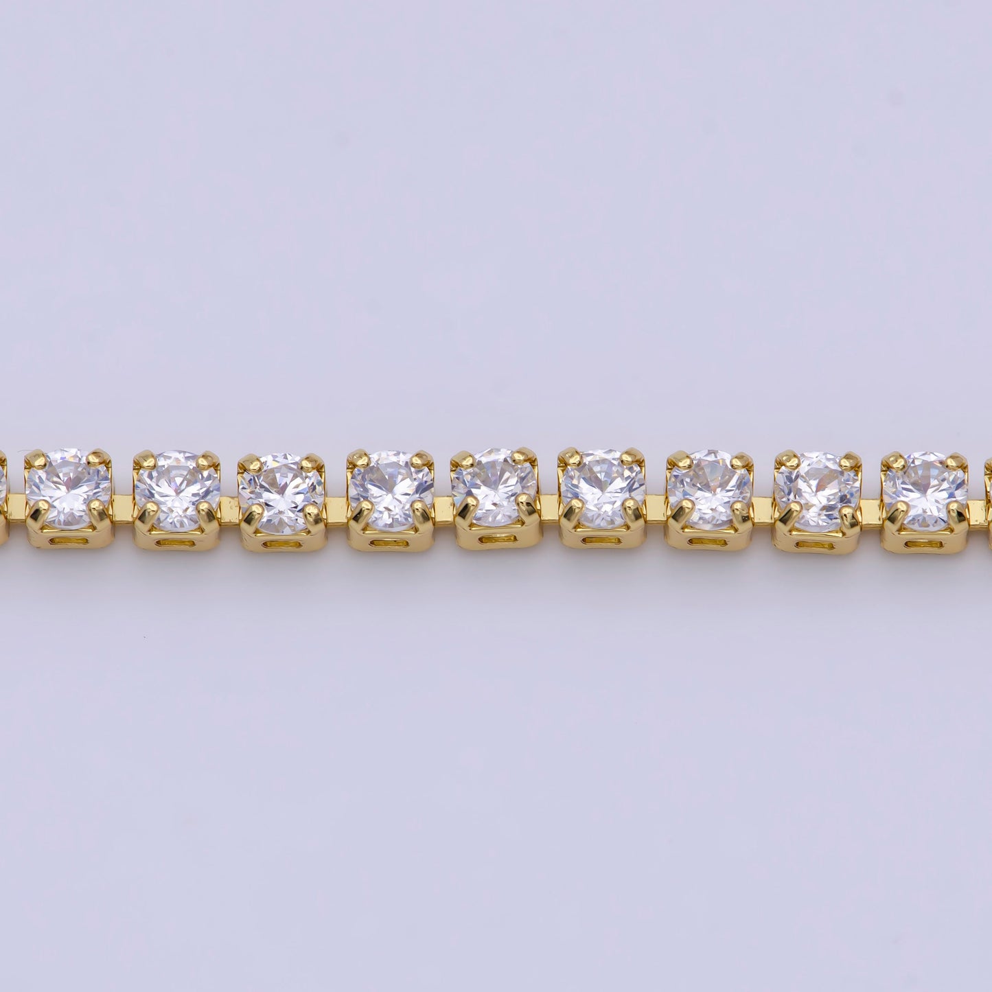 2.0mm Width Beaded Cubic Zirconia CZ 24K Gold Filled Tennis Chain, Wholesale Bulk Roll CZ Tennis Chain For Jewelry Making | ROLL-829