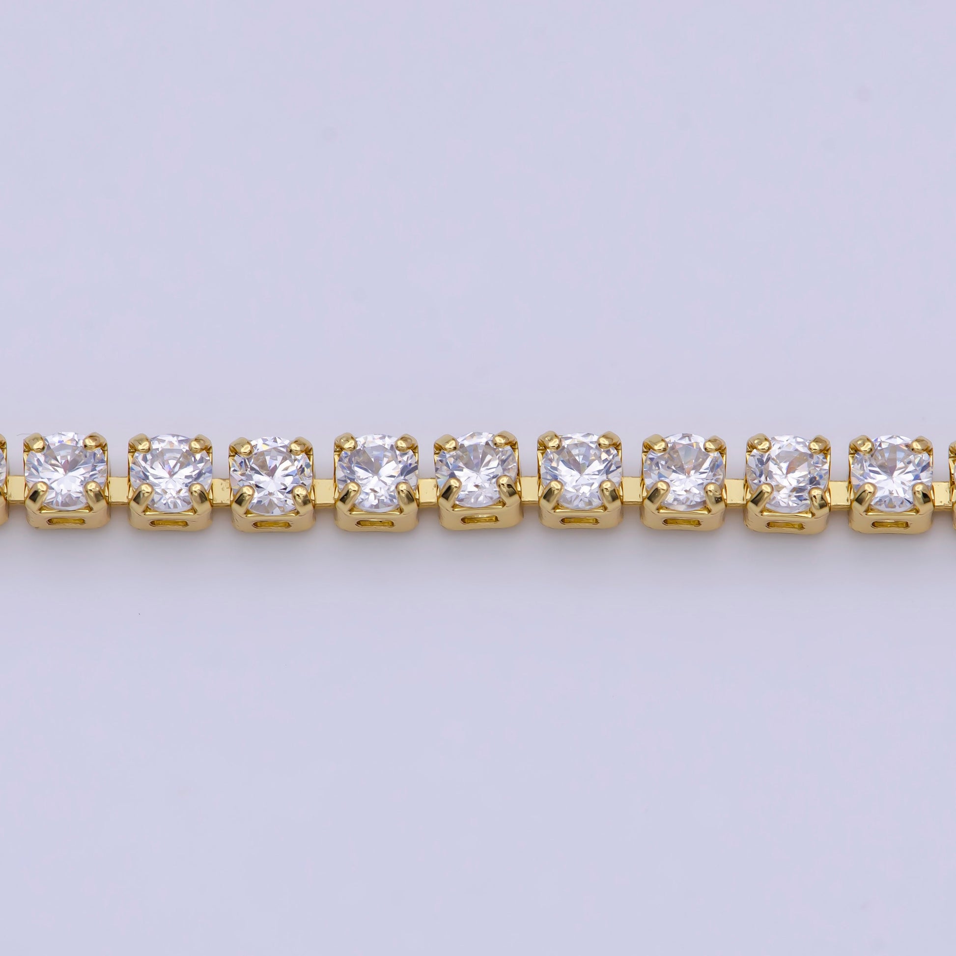 2.0mm Width Beaded Cubic Zirconia CZ 24K Gold Filled Tennis Chain, Wholesale Bulk Roll CZ Tennis Chain For Jewelry Making | ROLL-829