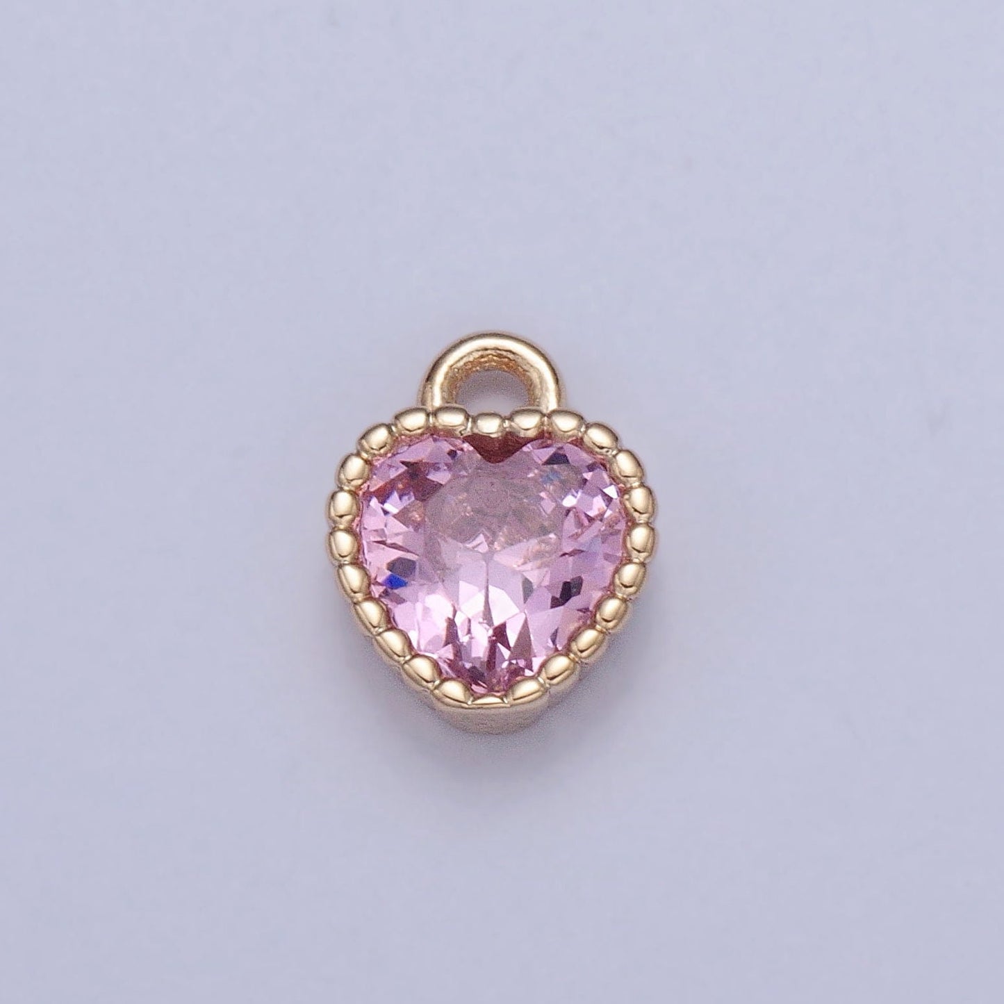 Pink / Green / Purple Mini Small Heart Charm Cubic Heart Gold Charm for bracelet earring necklace jewelry making supply