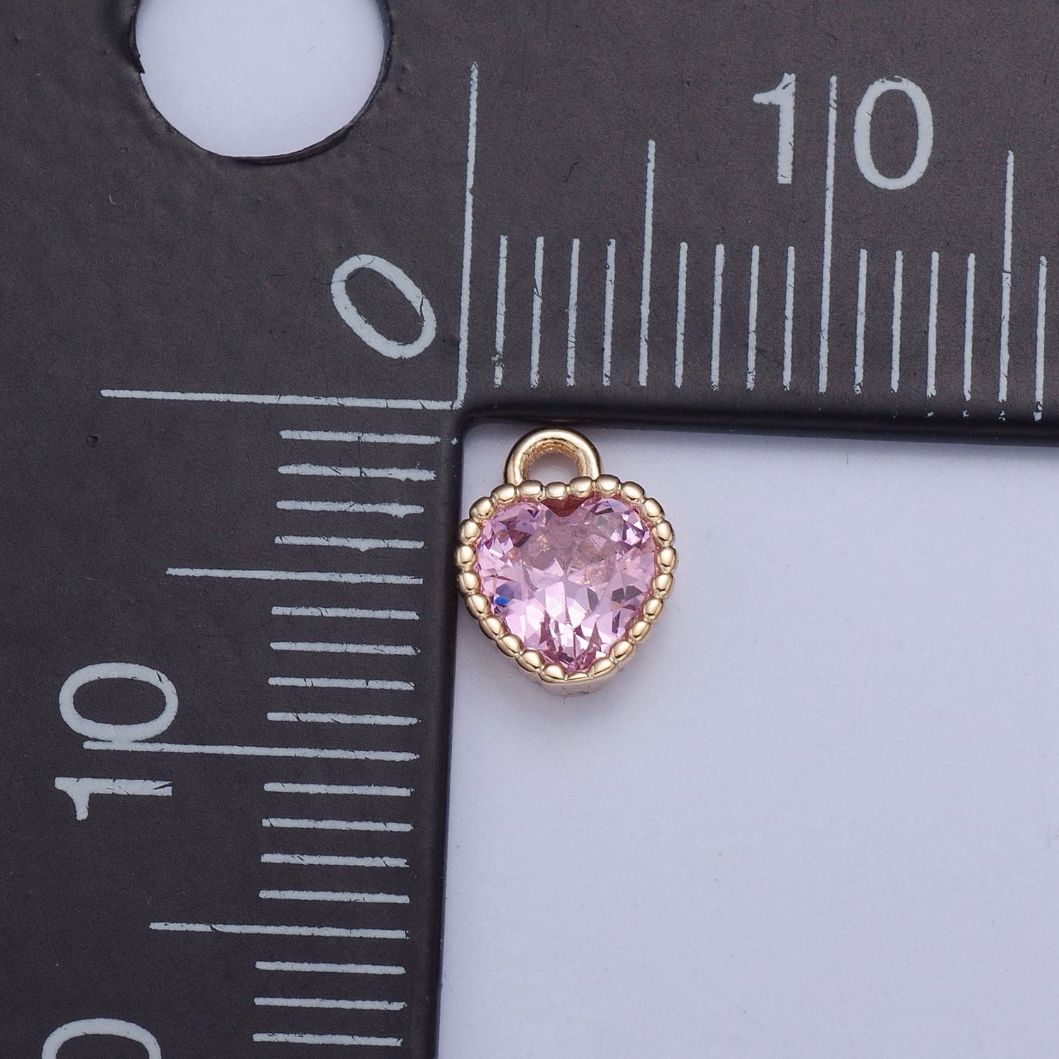 Pink / Green / Purple Mini Small Heart Charm Cubic Heart Gold Charm for bracelet earring necklace jewelry making supply