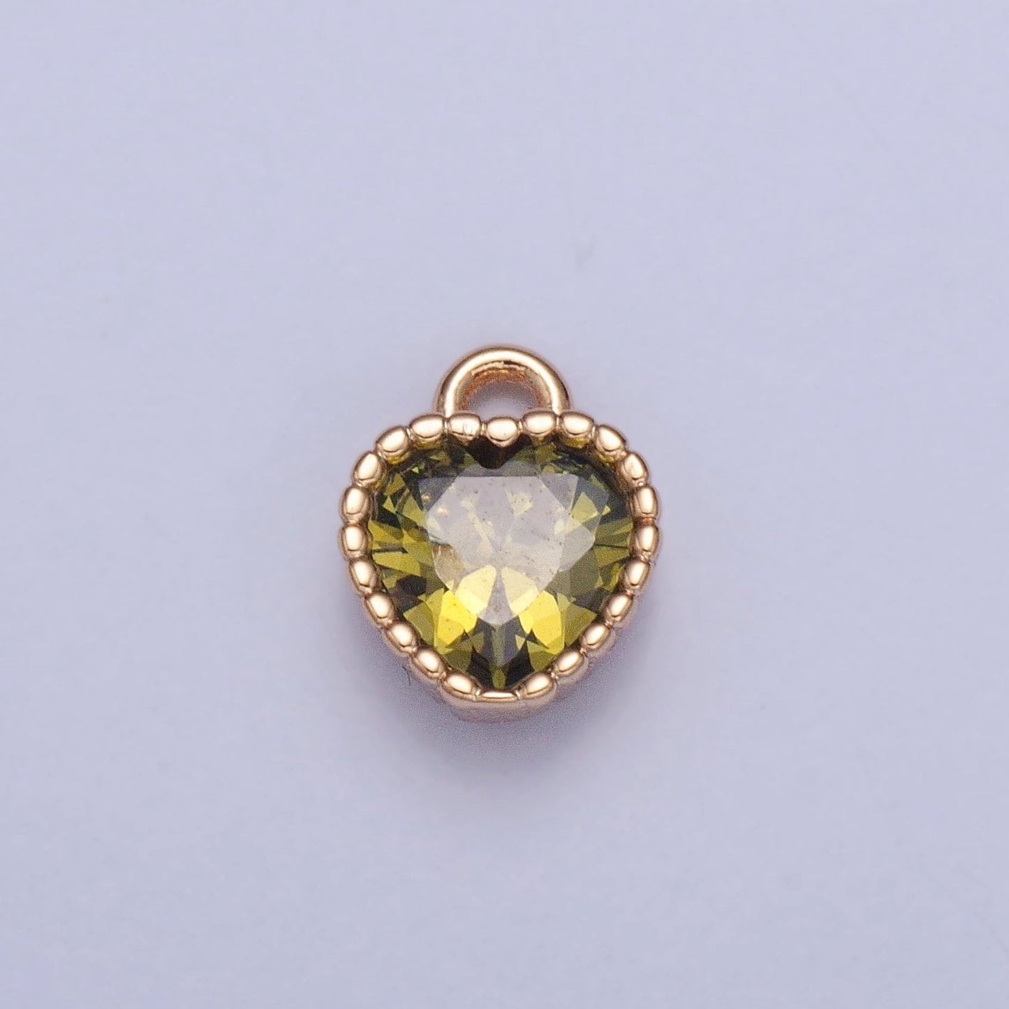 Pink / Green / Purple Mini Small Heart Charm Cubic Heart Gold Charm for bracelet earring necklace jewelry making supply