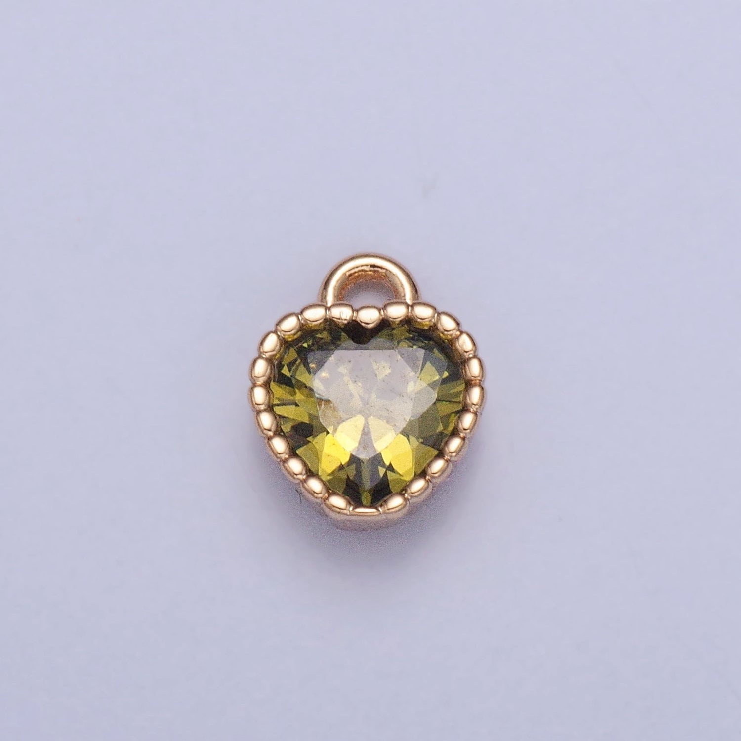 Pink / Green / Purple Mini Small Heart Charm Cubic Heart Gold Charm for bracelet earring necklace jewelry making supply