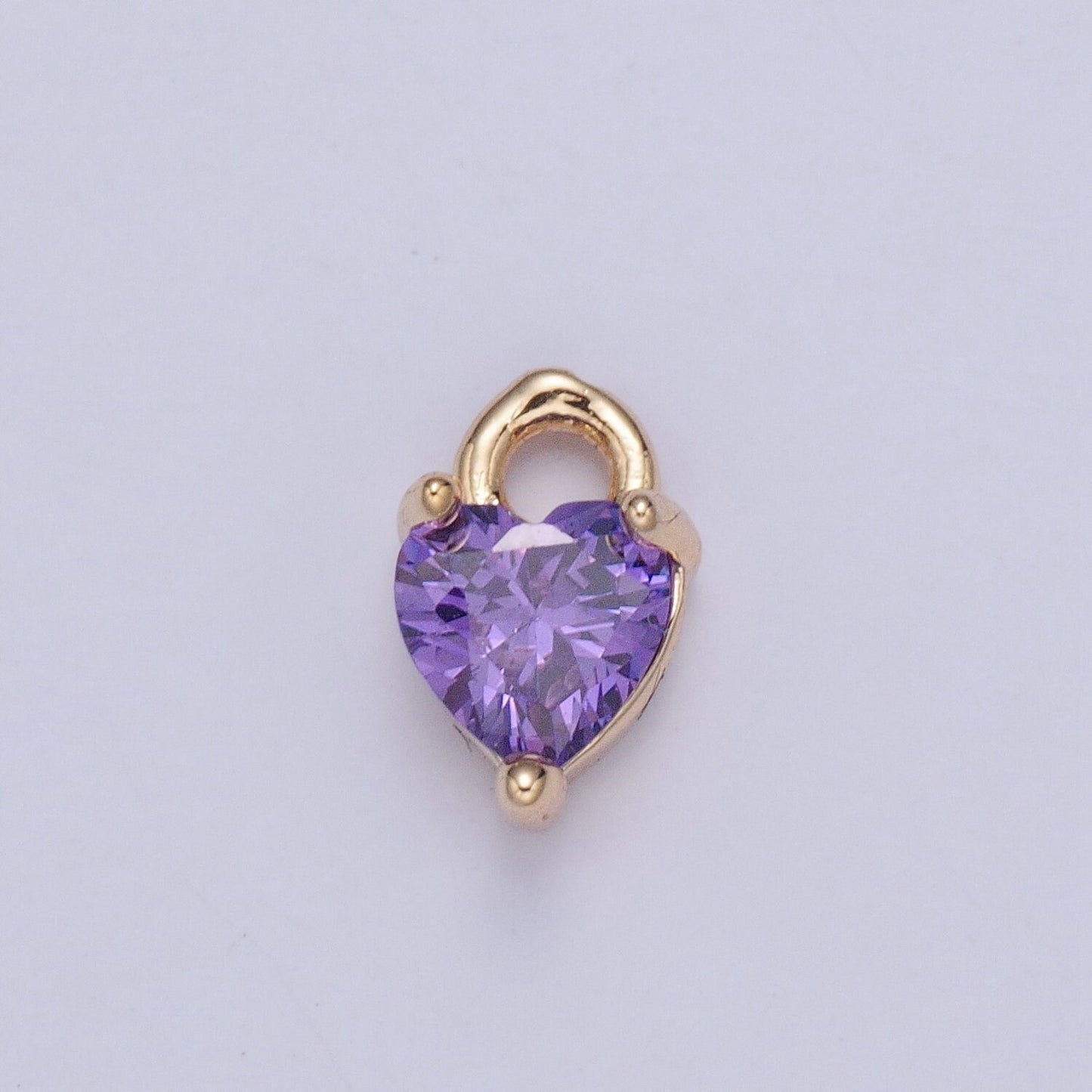 Birthstone Color Mini Small Heart Charm Cubic Heart Gold Charm for bracelet earring necklace jewelry making supply