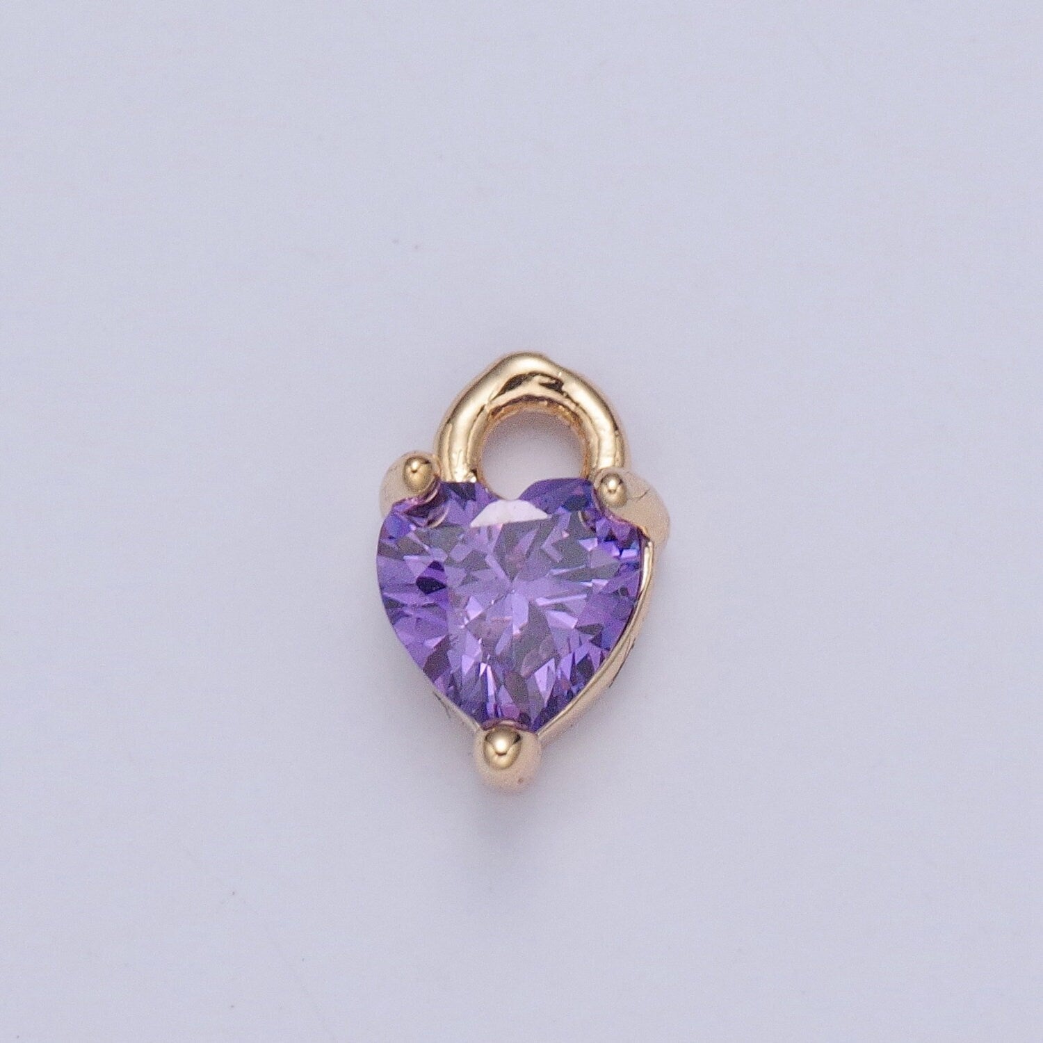 Birthstone Color Mini Small Heart Charm Cubic Heart Gold Charm for bracelet earring necklace jewelry making supply