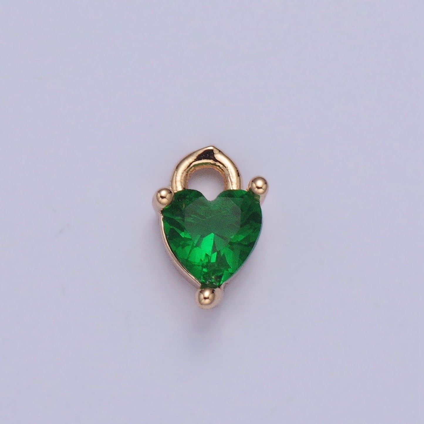 Birthstone Color Mini Small Heart Charm Cubic Heart Gold Charm for bracelet earring necklace jewelry making supply