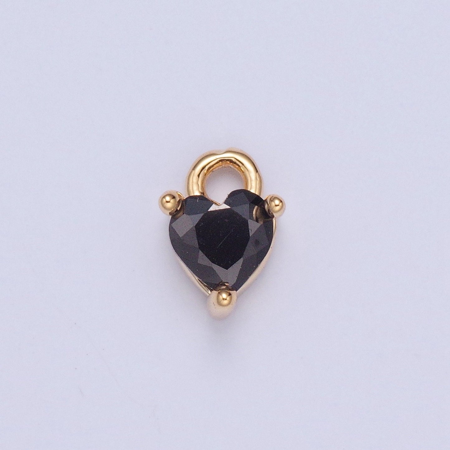 Birthstone Color Mini Small Heart Charm Cubic Heart Gold Charm for bracelet earring necklace jewelry making supply