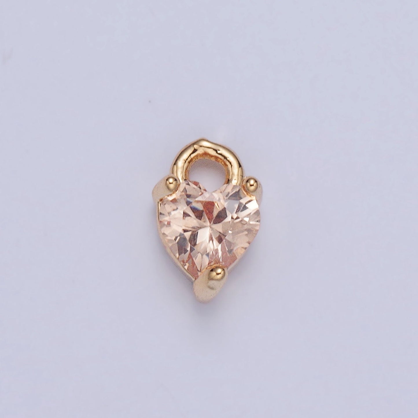 Birthstone Color Mini Small Heart Charm Cubic Heart Gold Charm for bracelet earring necklace jewelry making supply