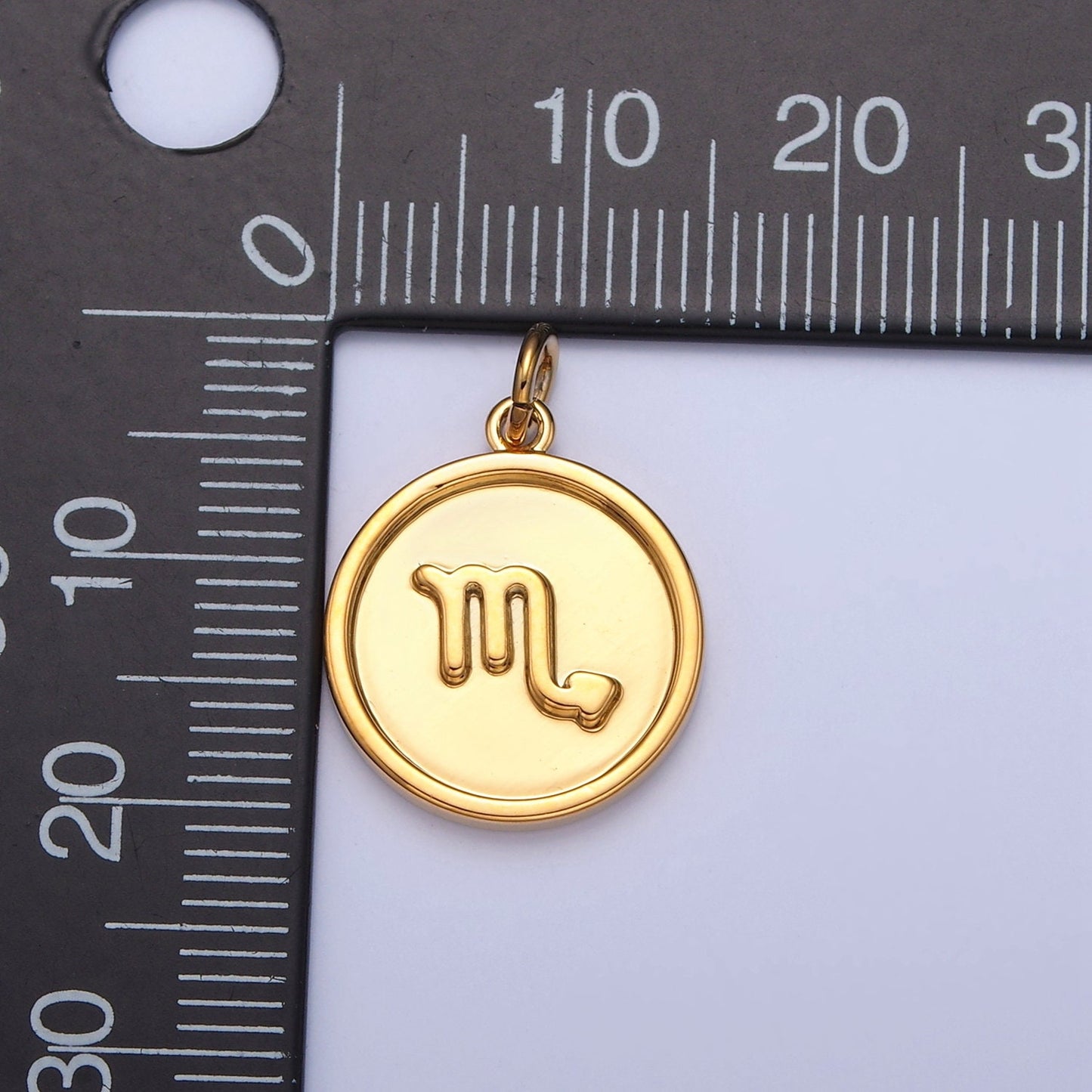 Small Round Circle Zodiac Charms 24k Gold-Filled Astrological Zodiac Signs, Zodiac Symbols, Birthday, Add on Horoscope Charm A1439-A1444